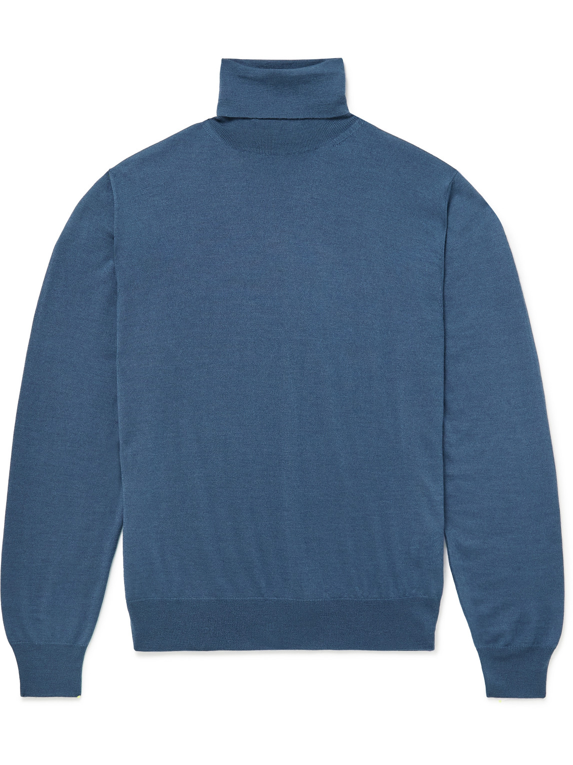 Canali Cashmere, Wool And Silk-blend Rollneck Sweater In Blue