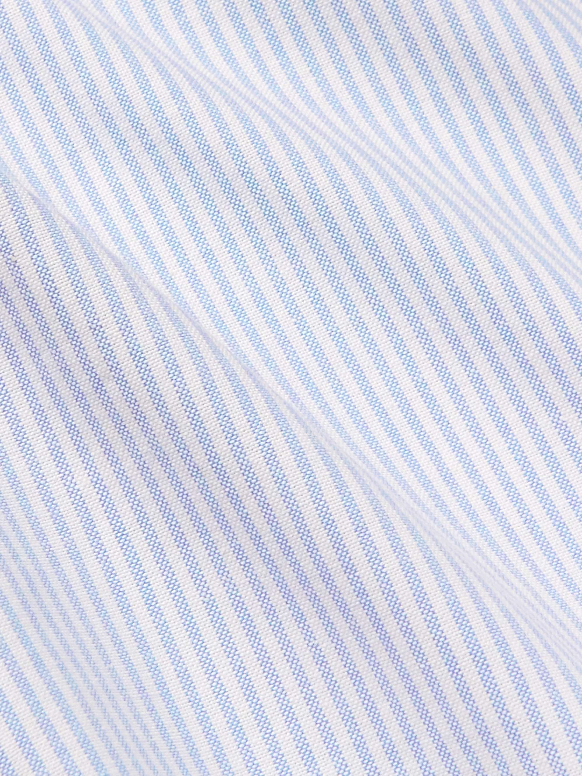 KINGSMAN Grandad Collar Striped Cotton Oxford Shirt
