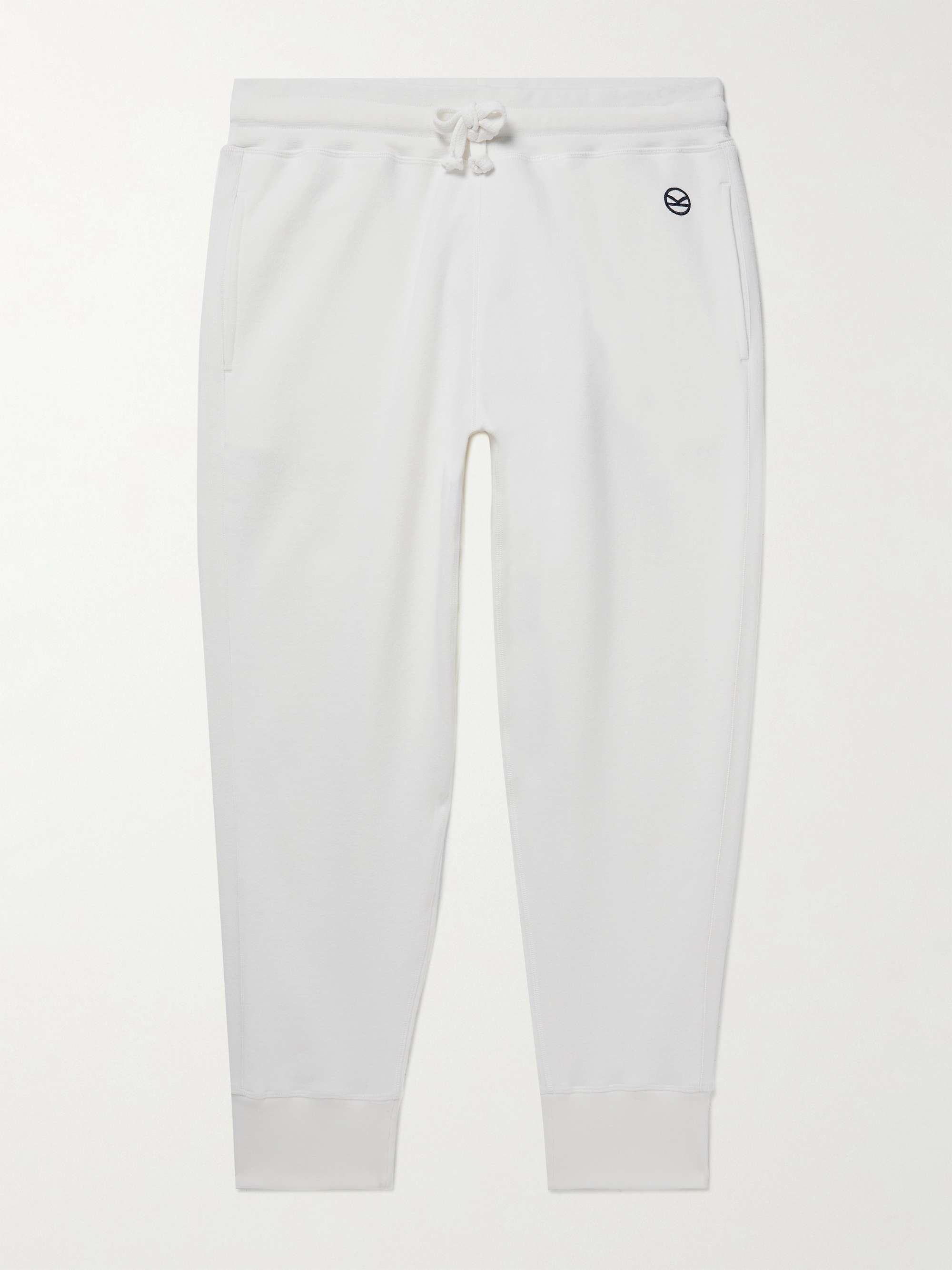 KINGSMAN Slim-Fit Tapered Logo-Embroidered Cotton-Jersey Sweatpants