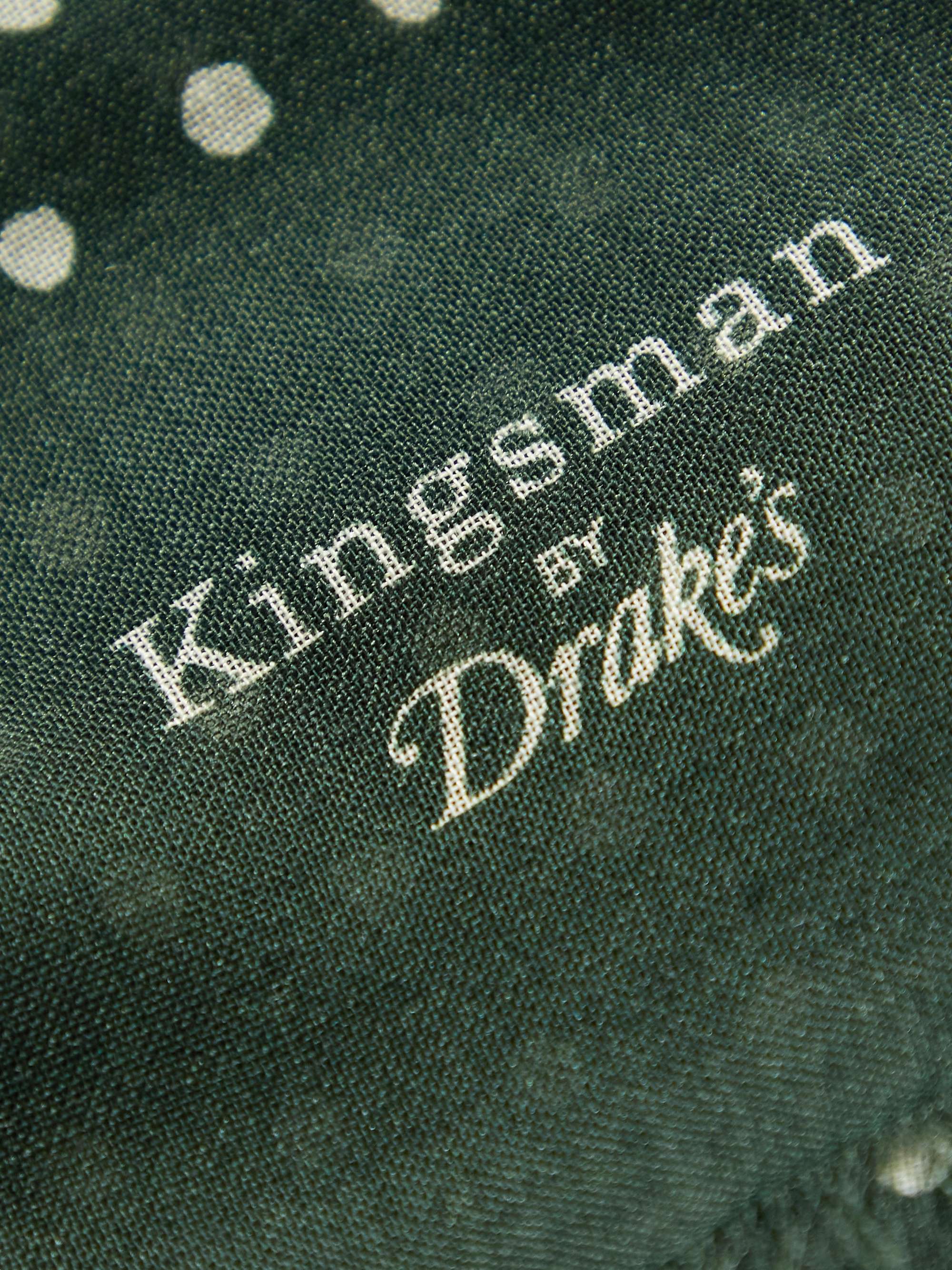 KINGSMAN Fringed Polka-Dot Wool and Silk-Blend Scarf