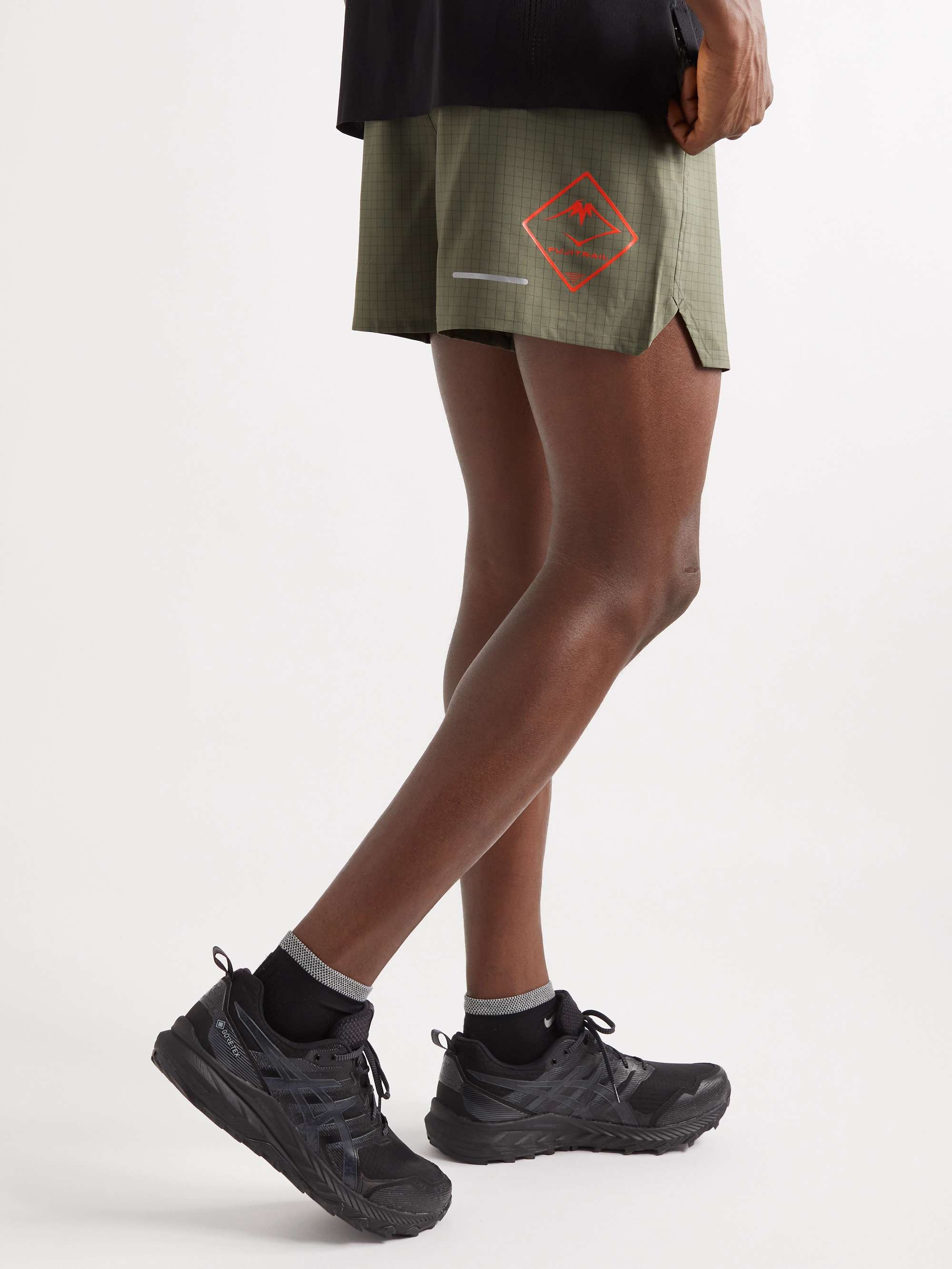 ASICS FUJITRAIL Straight-Leg Logo-Print Recycled-Ripstop Drawstring Shorts