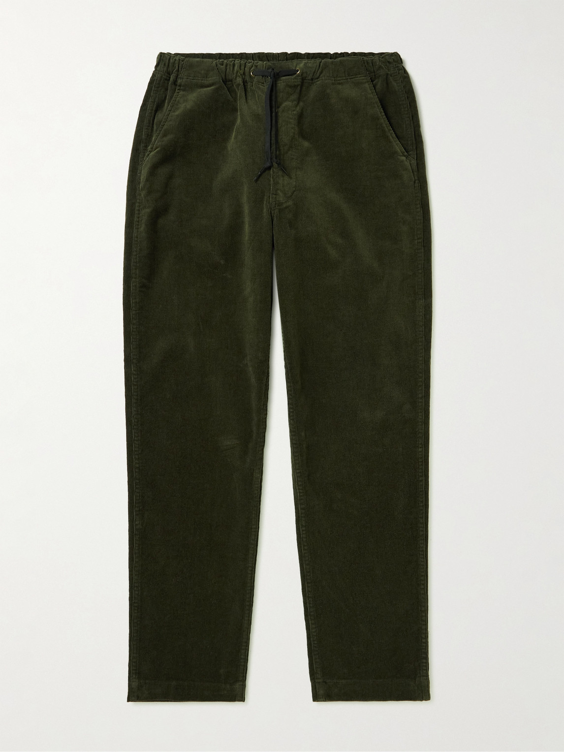 Orslow New Yorker Tapered Cotton-blend Corduroy Drawstring Trousers In Green