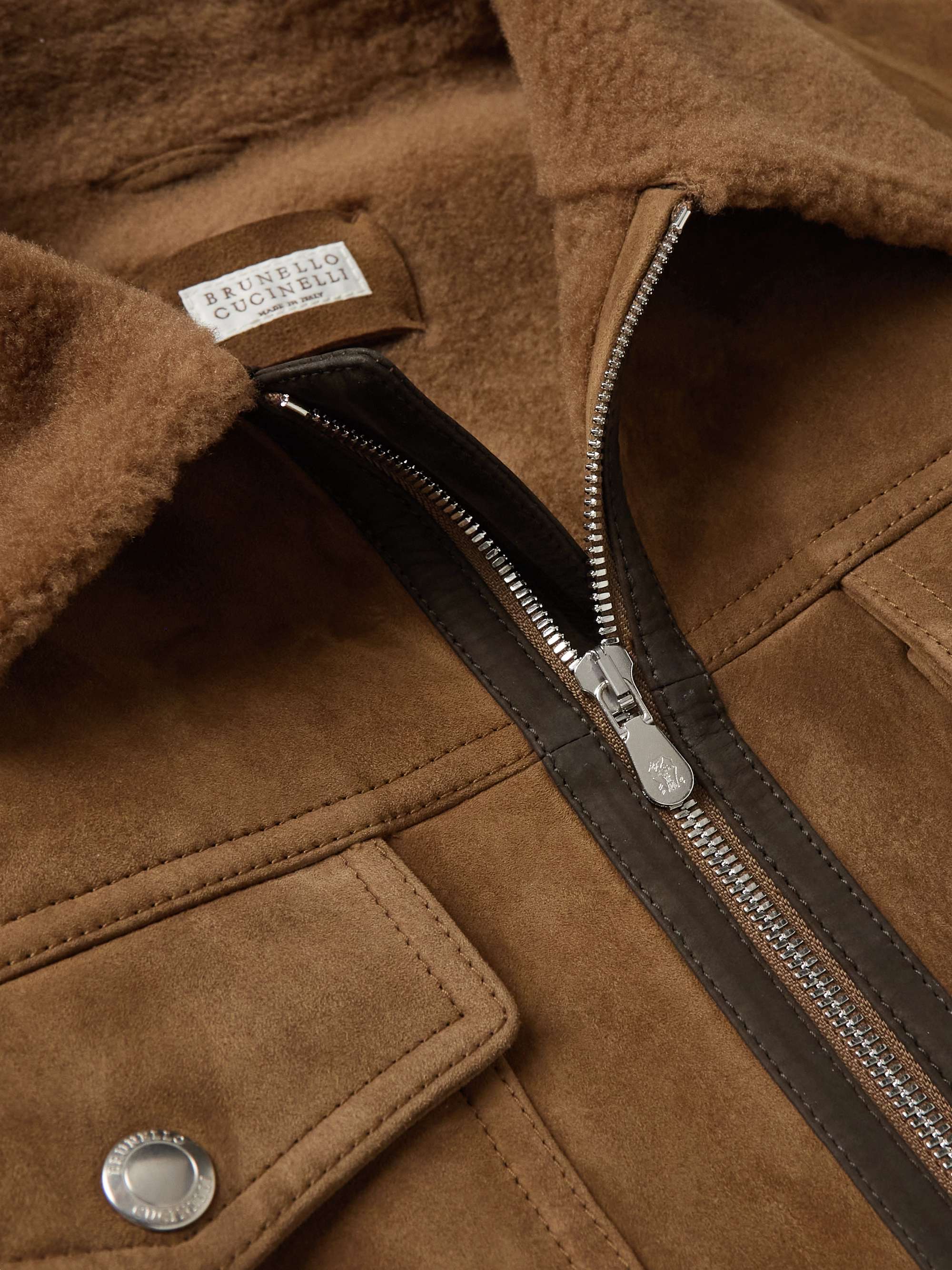 BRUNELLO CUCINELLI Shearling-Lined Suede Jacket