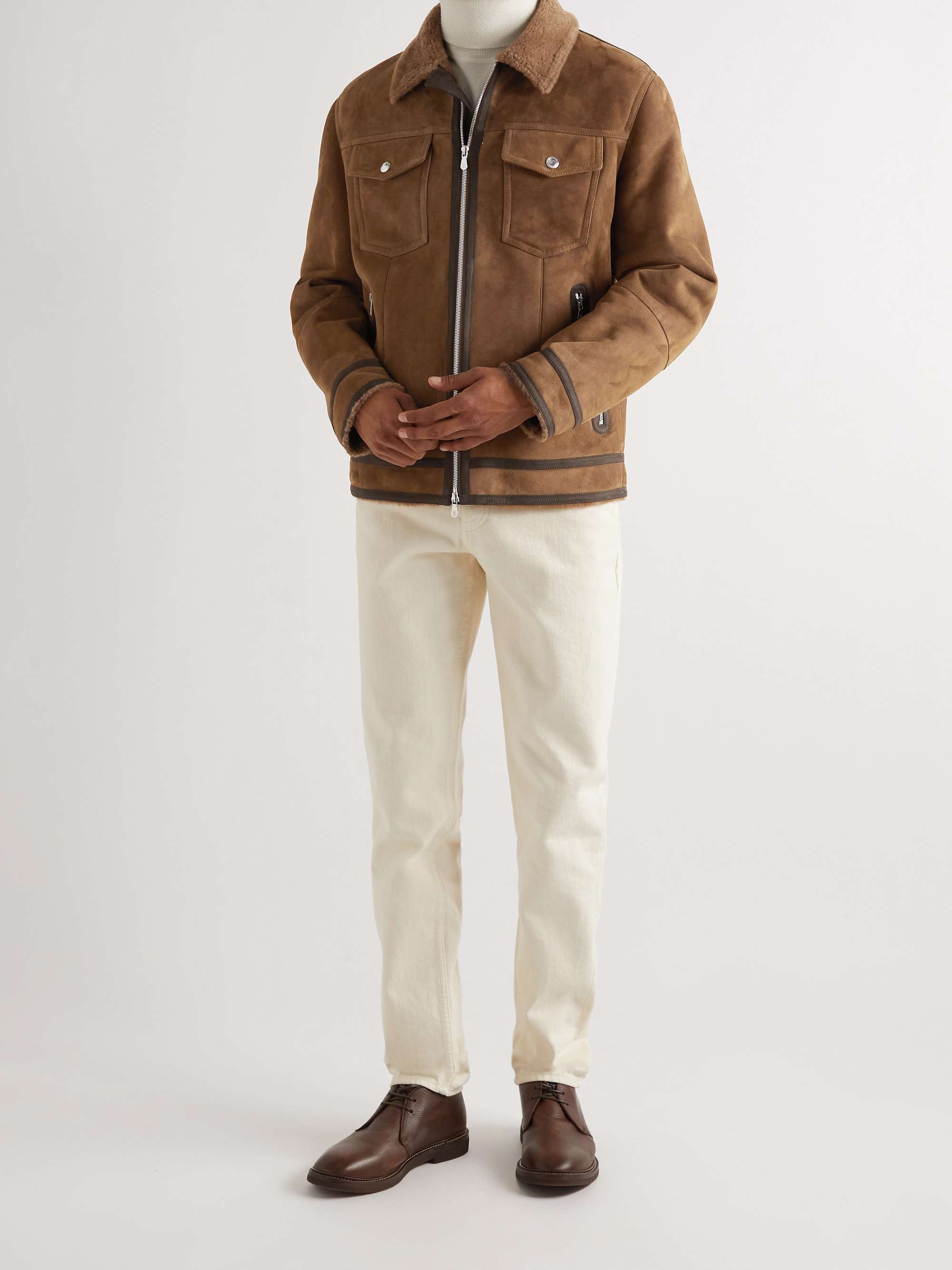 BRUNELLO CUCINELLI Shearling-Lined Suede Jacket