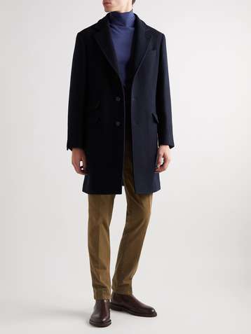 Brunello Cucinelli Cotton Double-breasted Coat in Blue for Men Mens Clothing Coats Long coats and winter coats Save 51% 