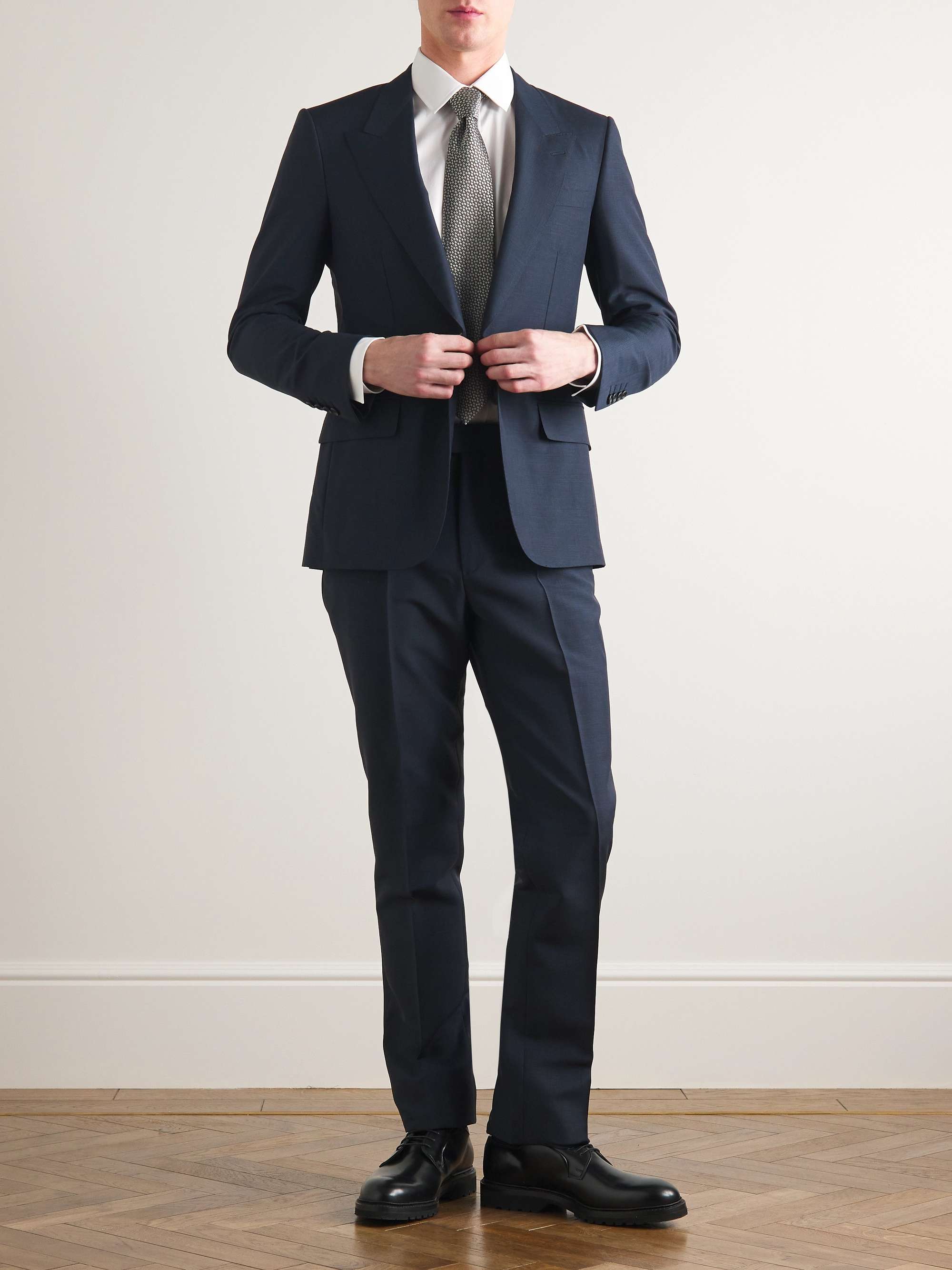 KINGSMAN Straight-Leg Mohair and Wool-Blend Trousers