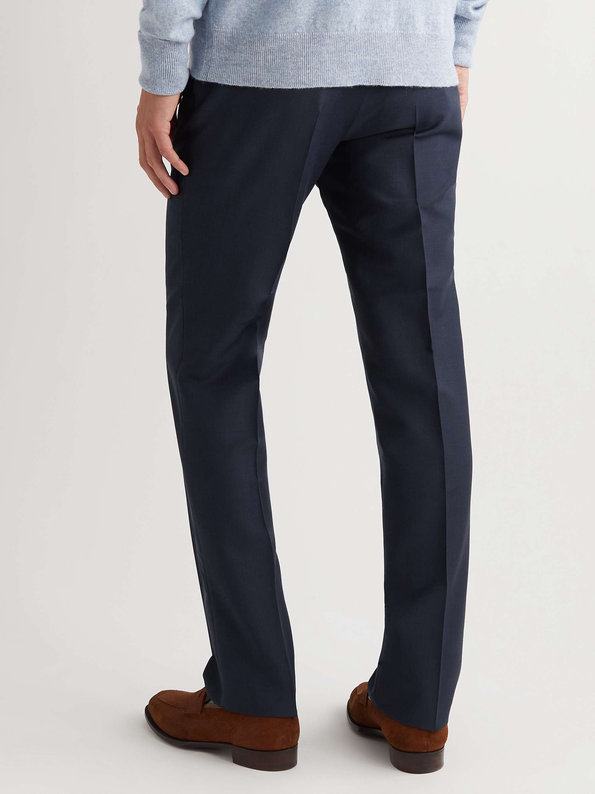 KINGSMAN Straight-Leg Checked Mohair and Wool-Blend Suit Trousers