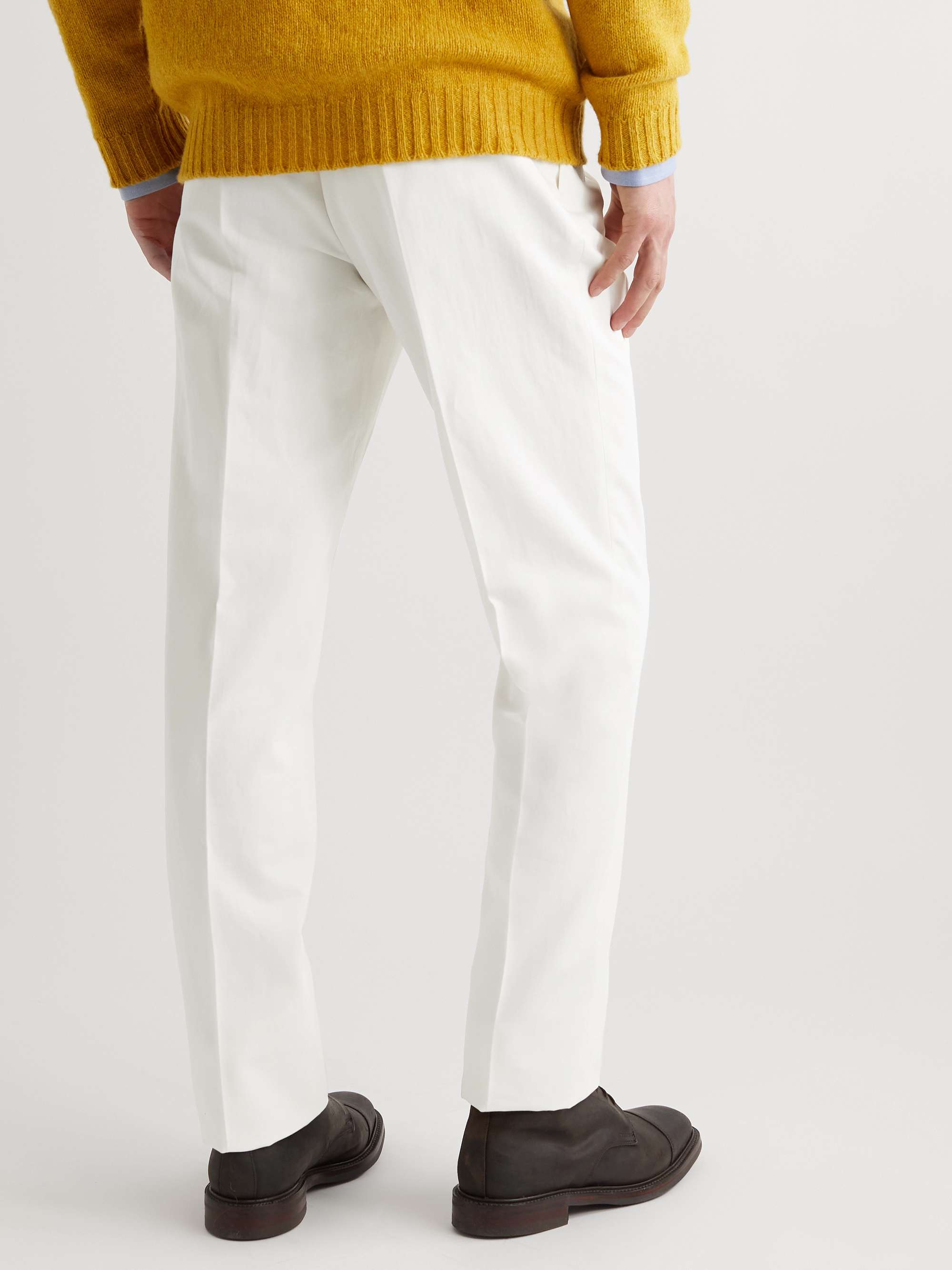 KINGSMAN Slim-Fit Tapered Cotton and Linen-Blend Trousers