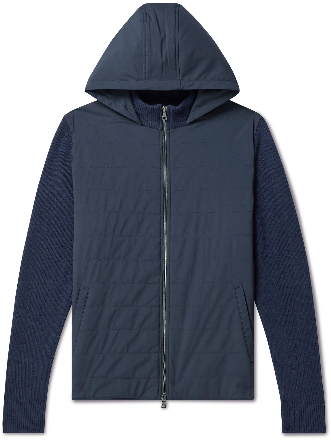 Peter Millar Slim-Fit Quilted Wool-Blend Shell and Ribbed Cashmere Hooded Jacket