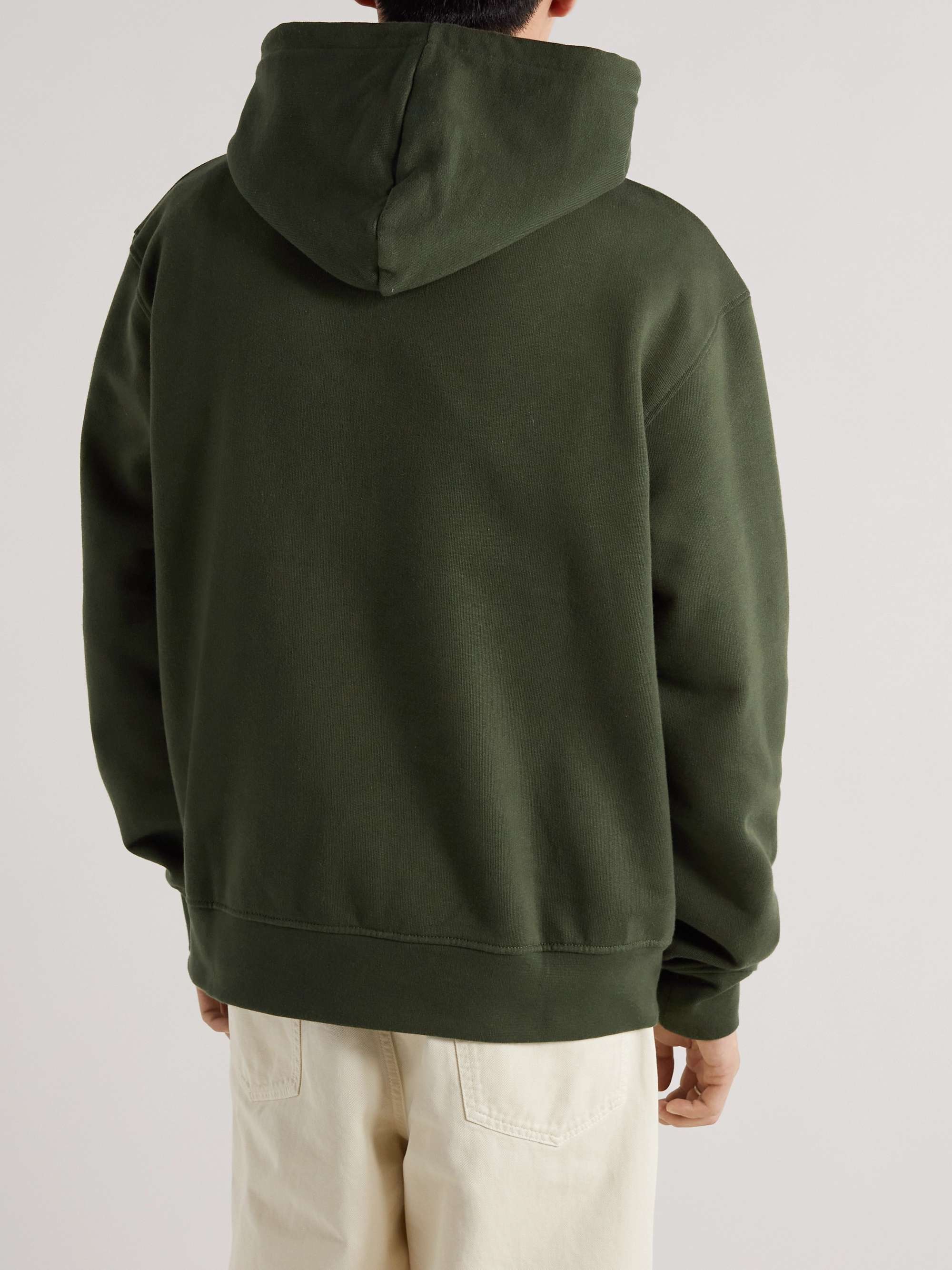 Army green Logo-Embroidered Organic Cotton-Jersey Hoodie | JACQUEMUS ...