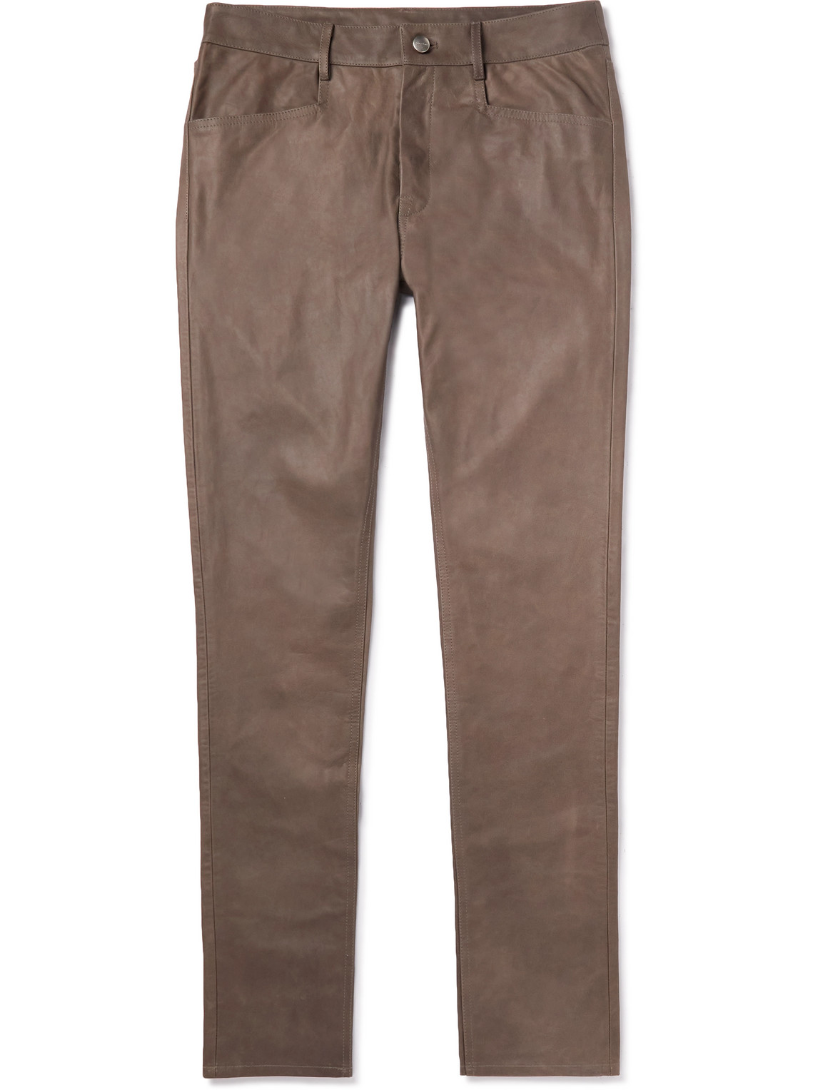 Rick Owens Tyrone Skinny-fit Leather Trousers In Brown