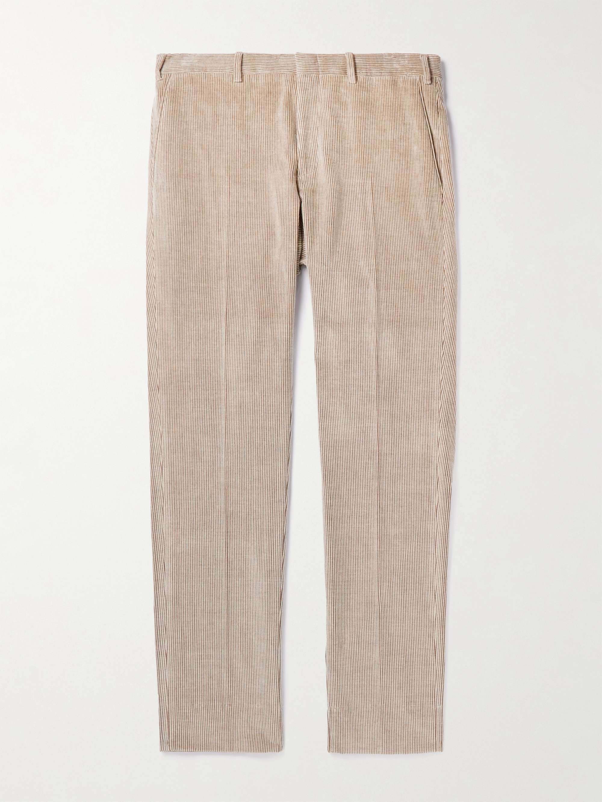 BRIONI Slim-Fit Tapered Pleated Cotton and Cashmere-Blend Corduroy Suit Trousers