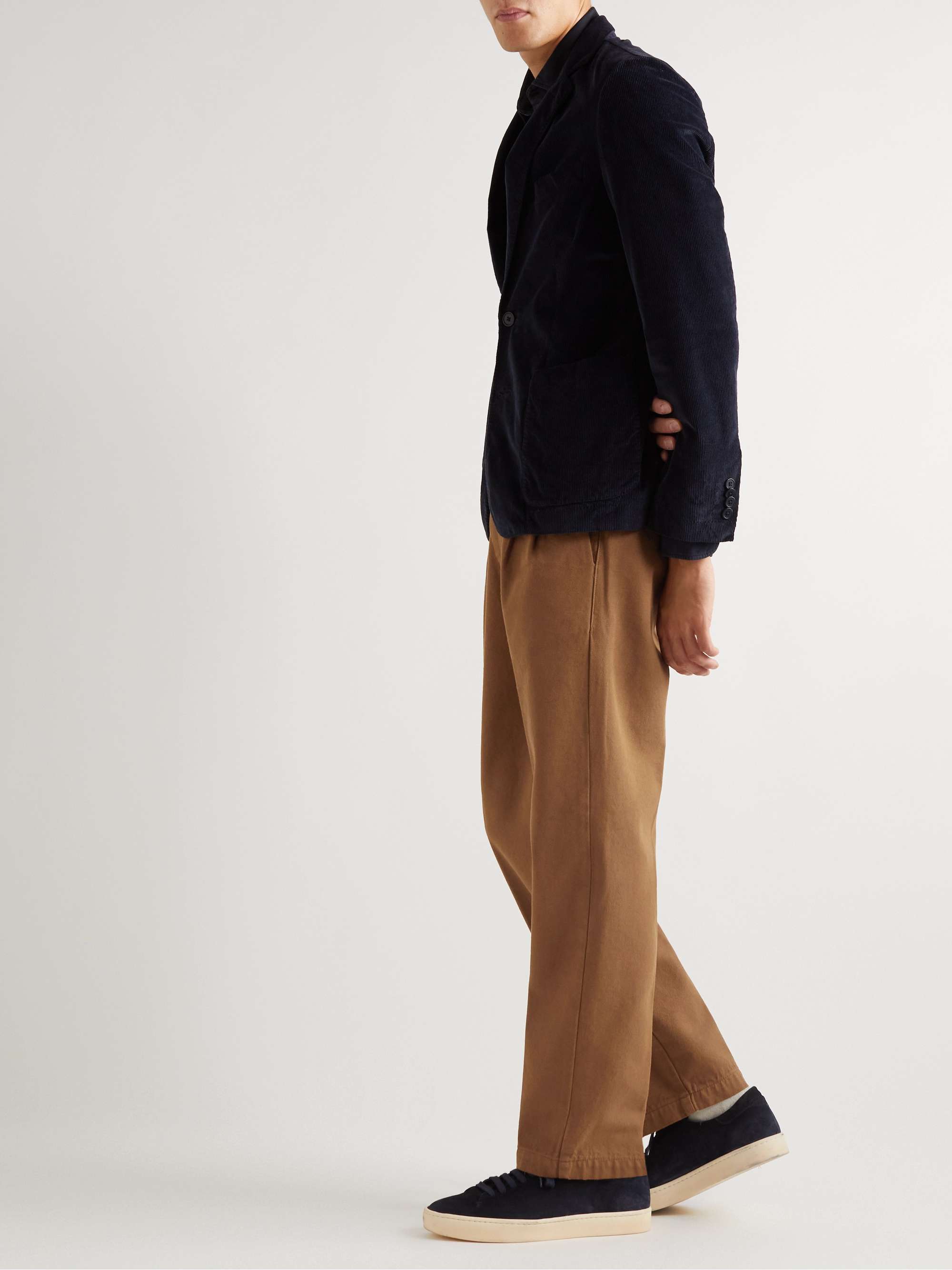 MASSIMO ALBA Straight-Leg Pleated Cotton and Wool-Blend Gabardine Trousers