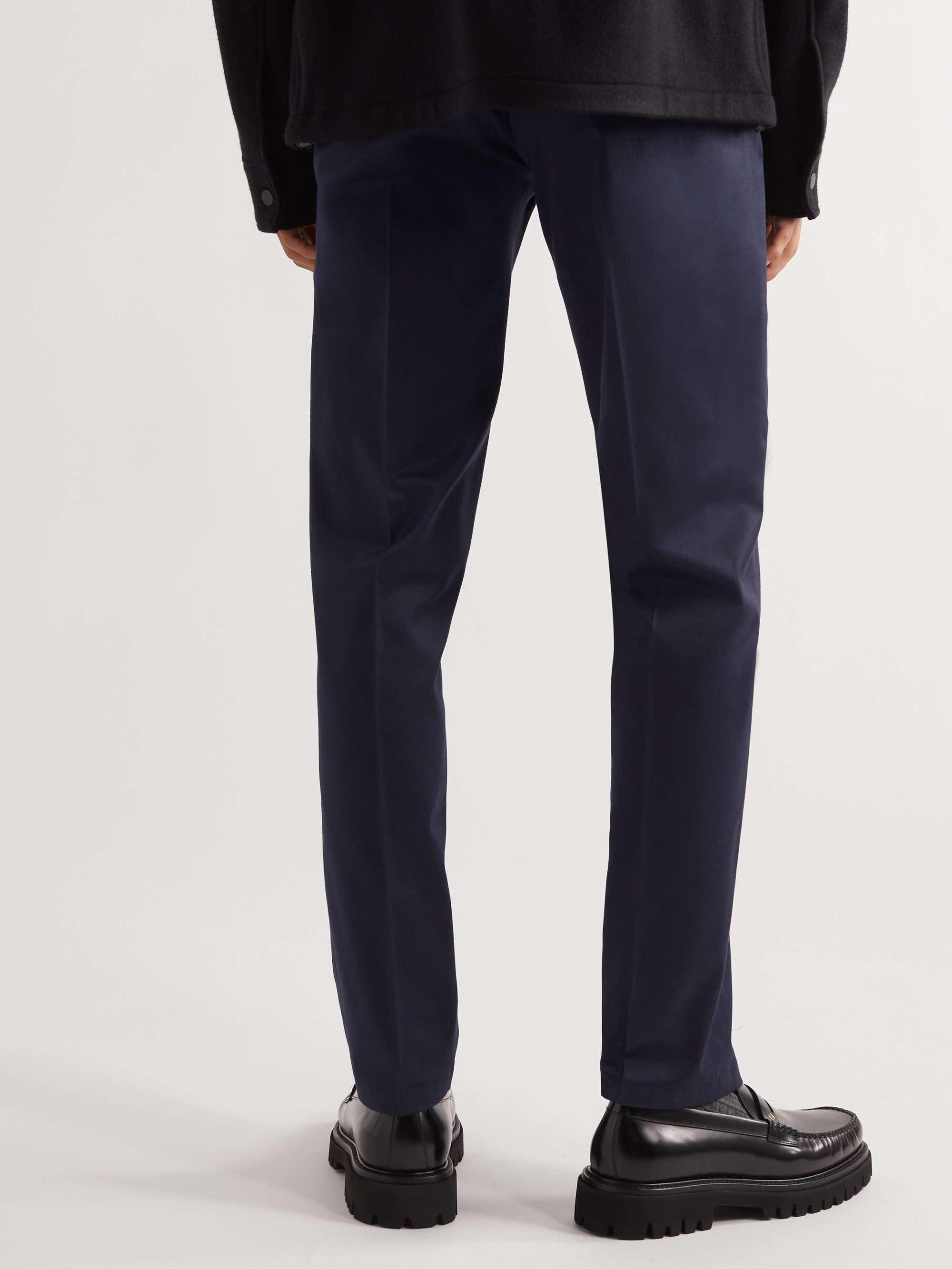 DUNHILL Straight-Leg Stretch Cotton and Cashmere-Blend Chinos