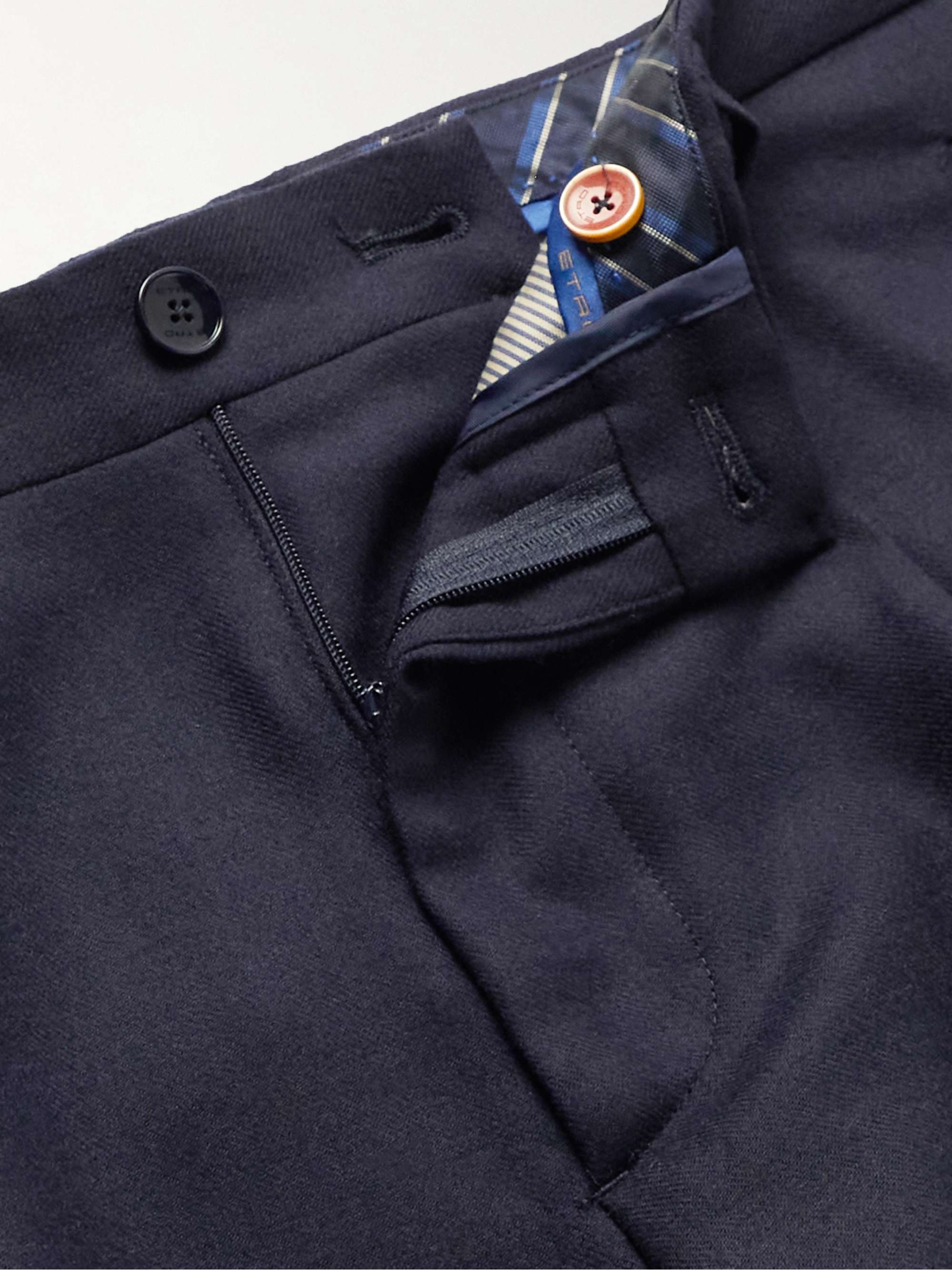 ETRO Tapered Pleated Wool-Blend Twill Trousers