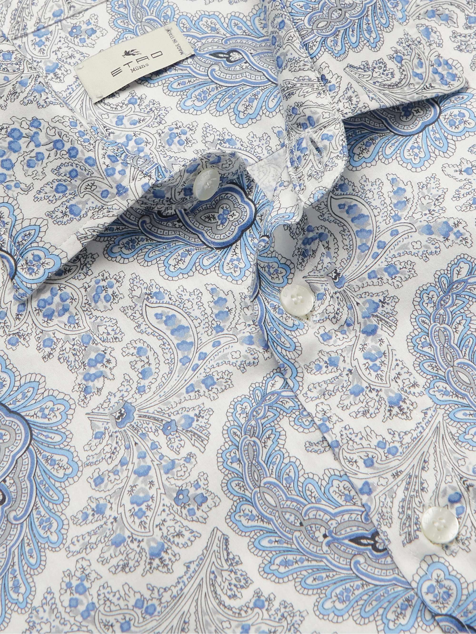 ETRO Cutaway-Collar Paisley-Print Cotton-Poplin Shirt