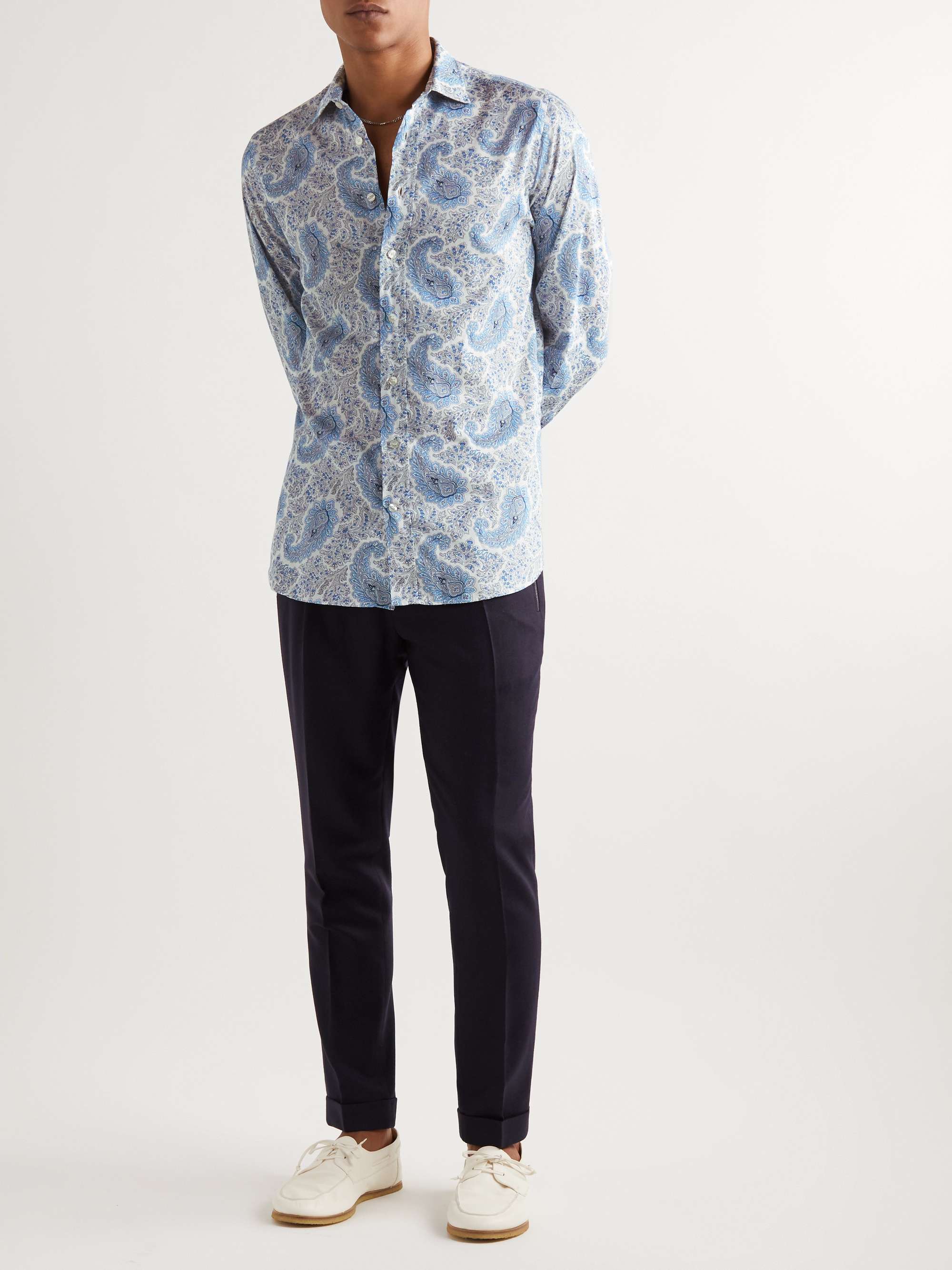 ETRO Cutaway-Collar Paisley-Print Cotton-Poplin Shirt
