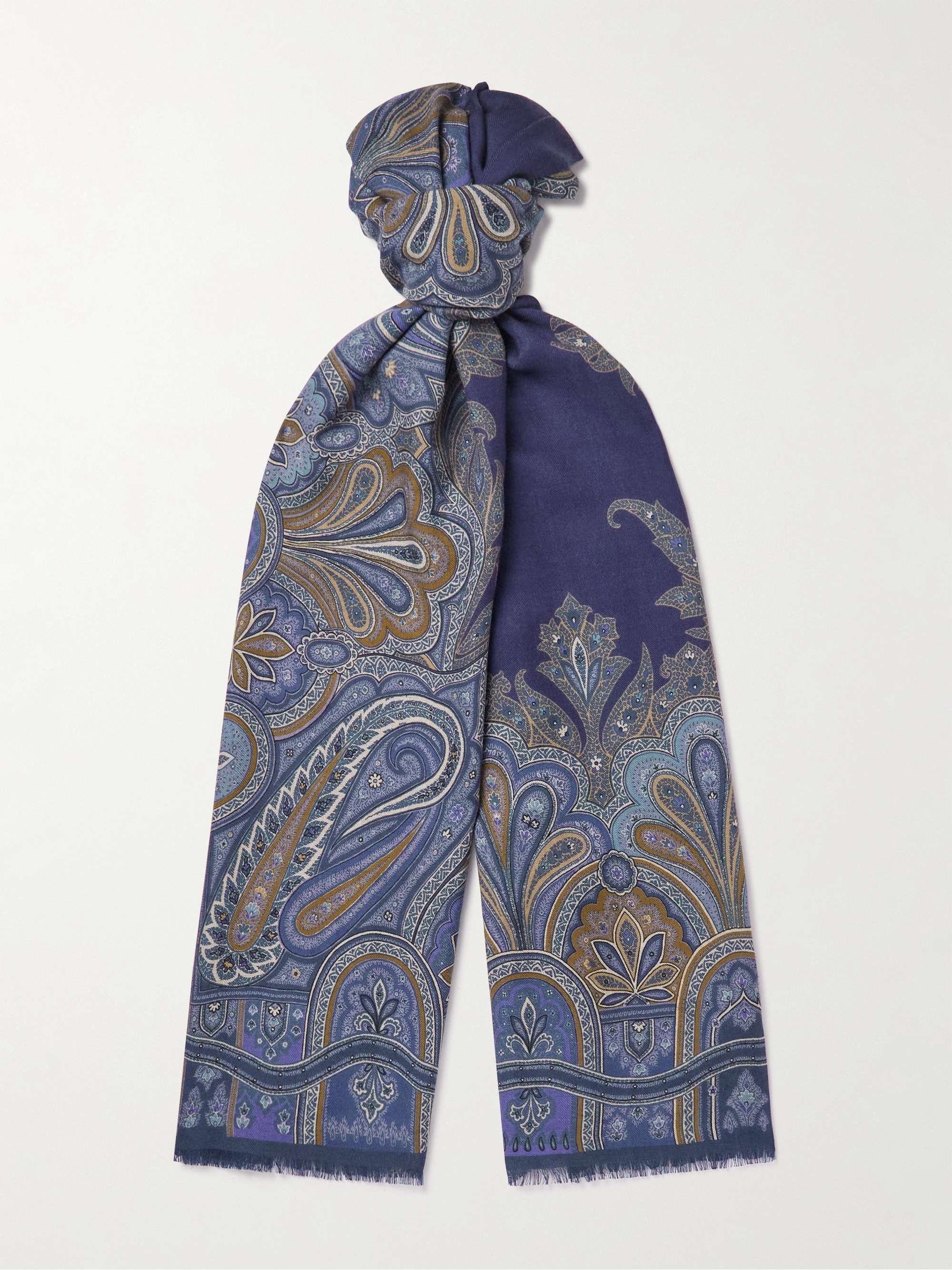 ETRO Fringed Paisley-Print Cashmere and Silk-Blend Twill Scarf