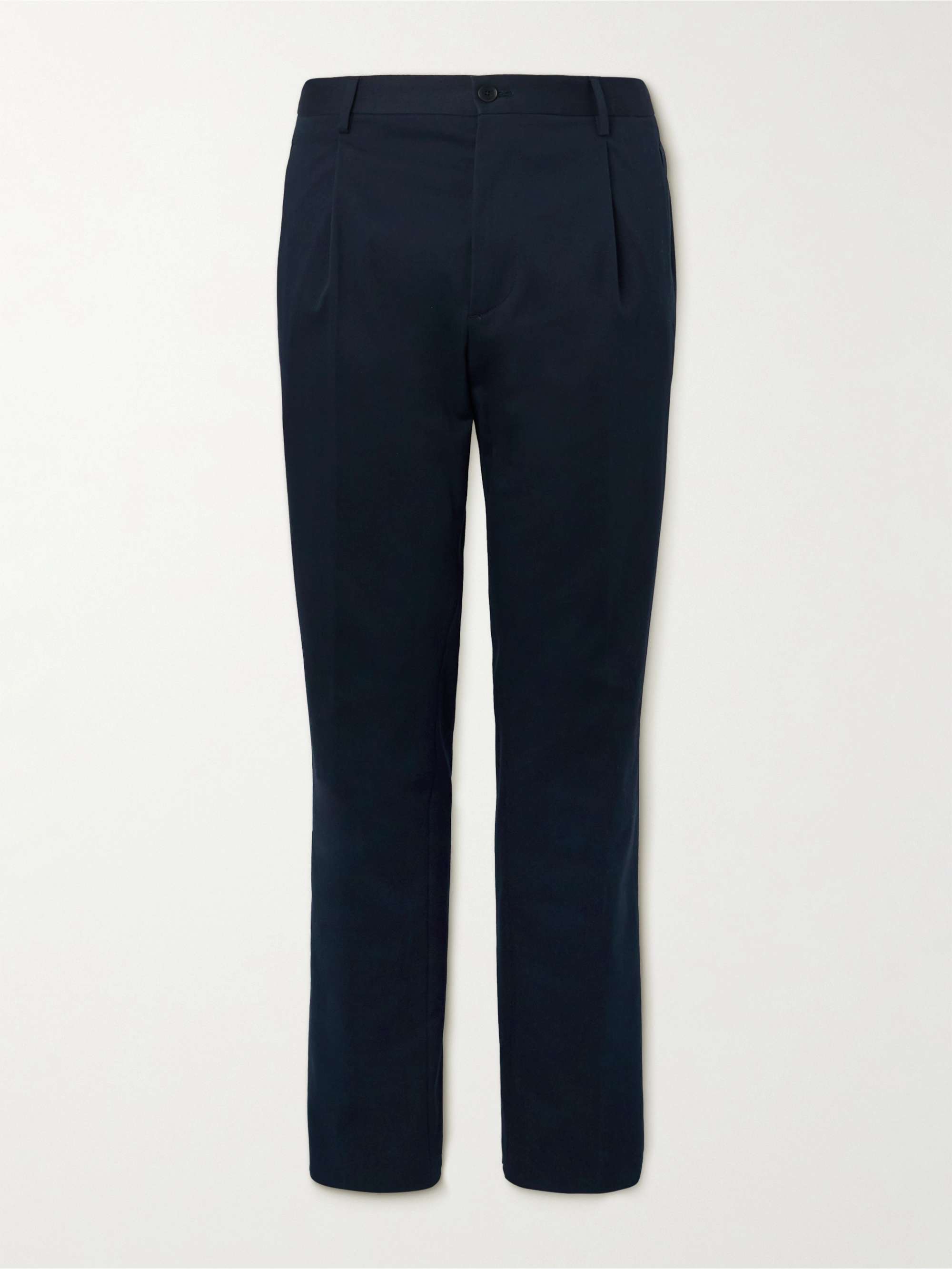 ETRO Slim-Fit Pleated Stretch-Cotton Twill Trousers