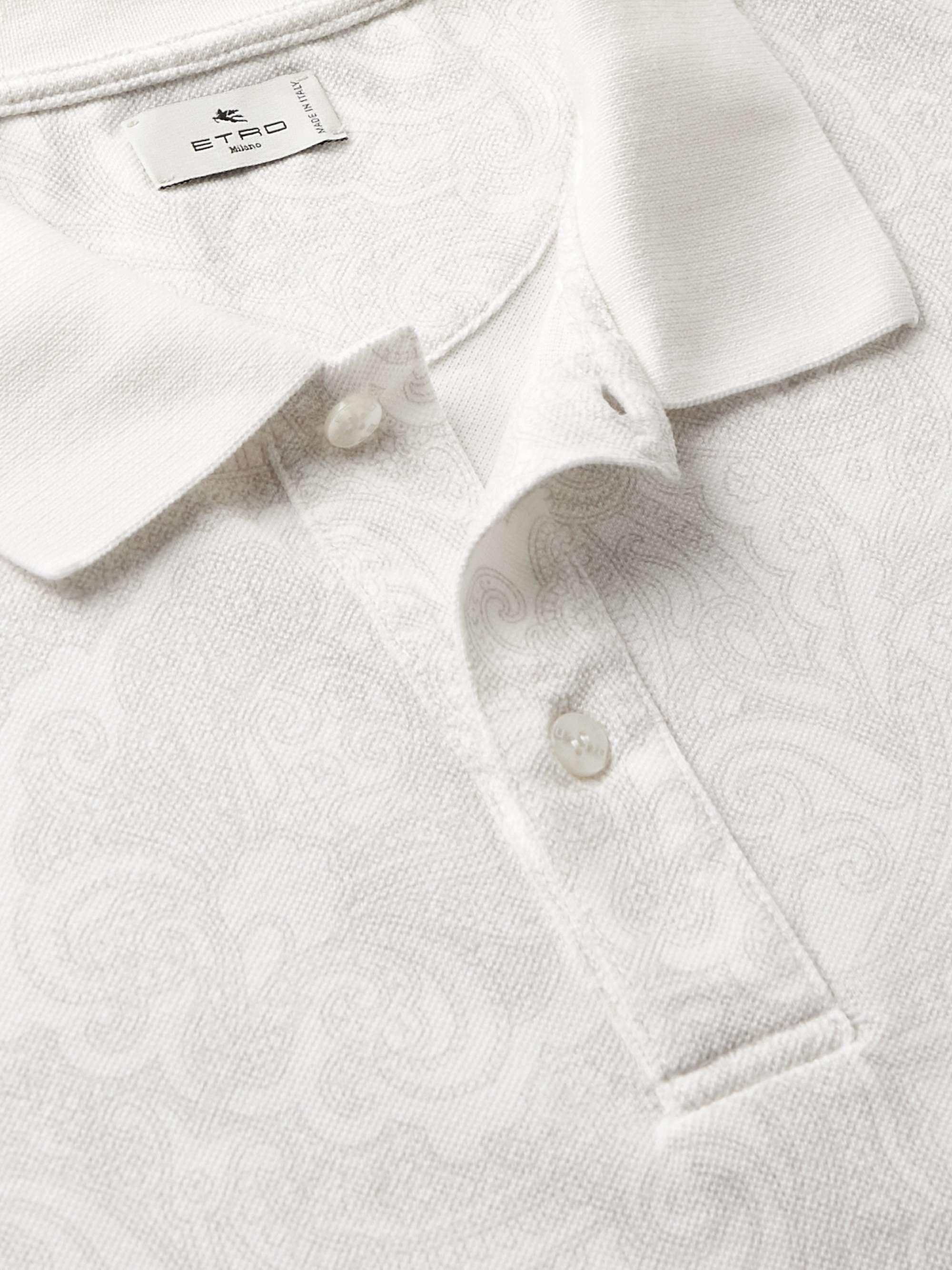 ETRO Logo-Embroidered Paisley-Print Cotton-Piqué Polo Shirt
