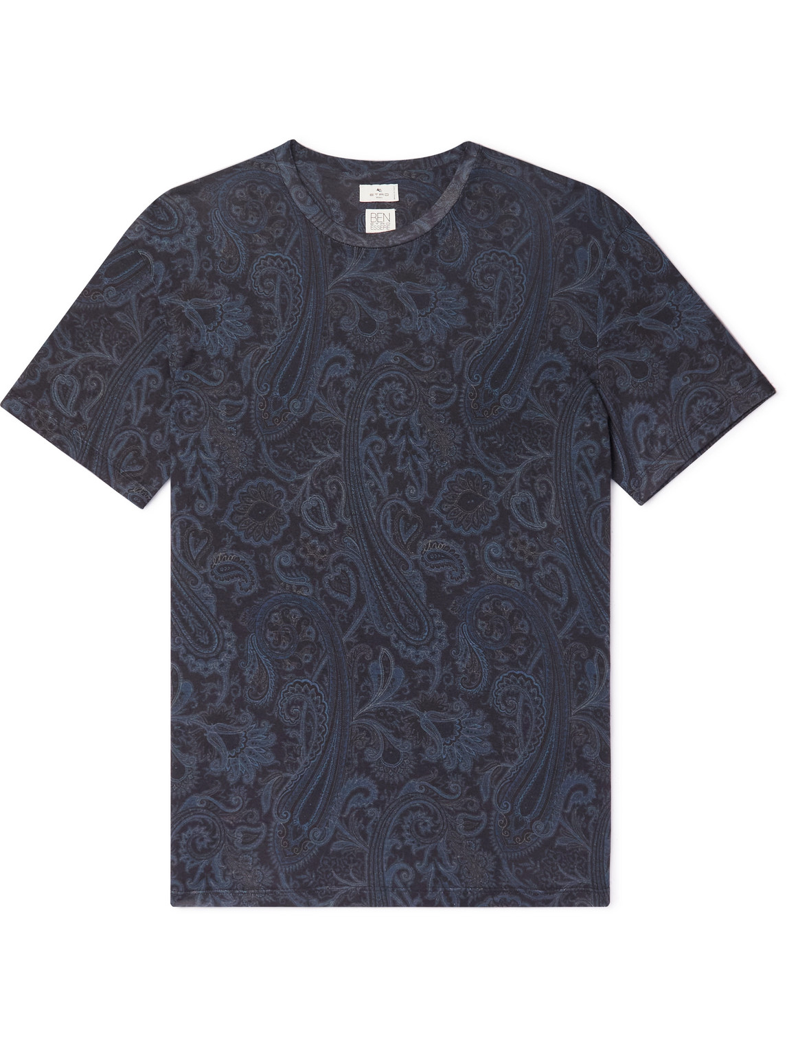 Etro Paisley-print Lyocell T-shirt In Blue