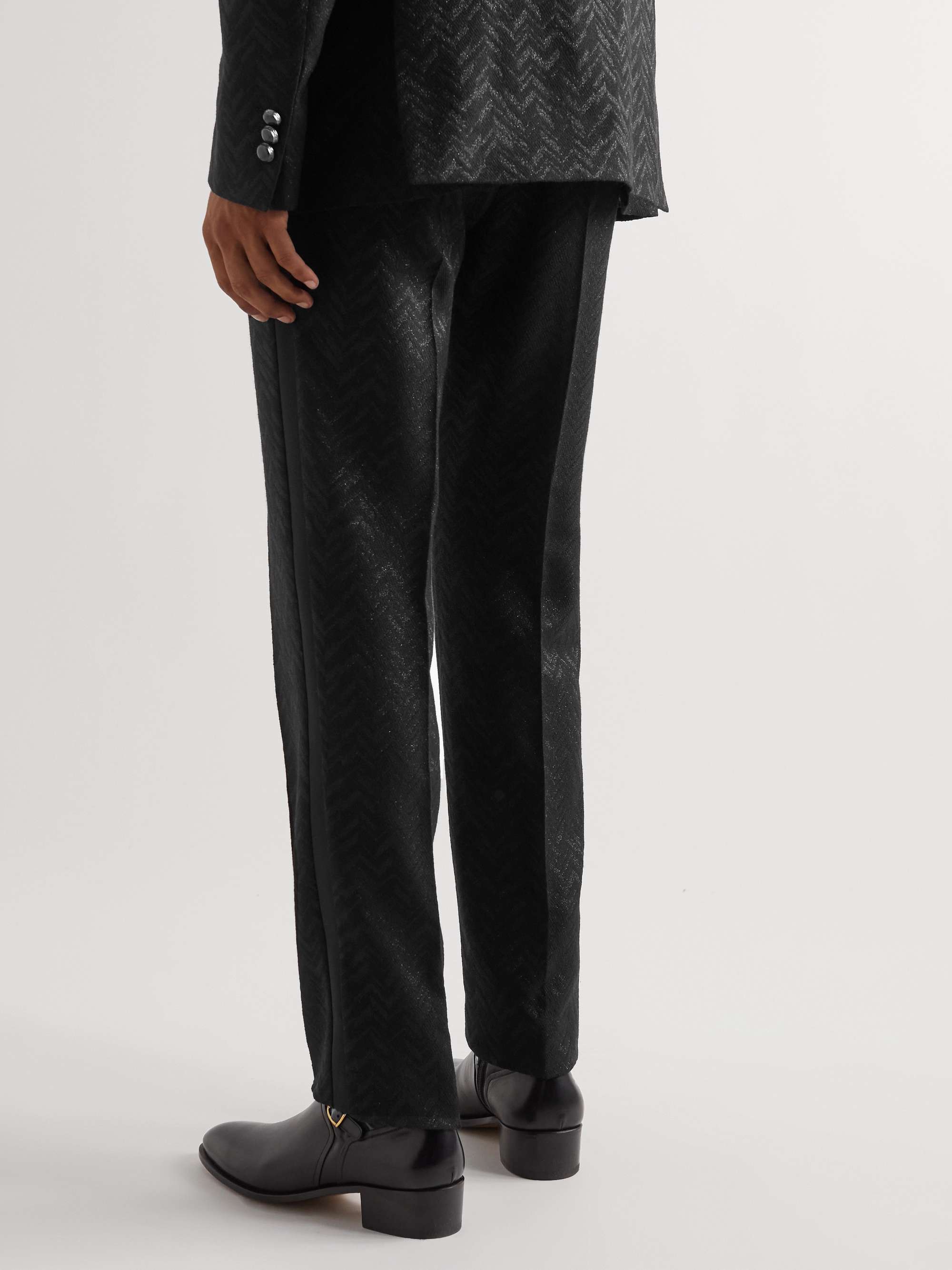 ETRO Tapered Metallic Virgin Wool-Blend Tuxedo Trousers