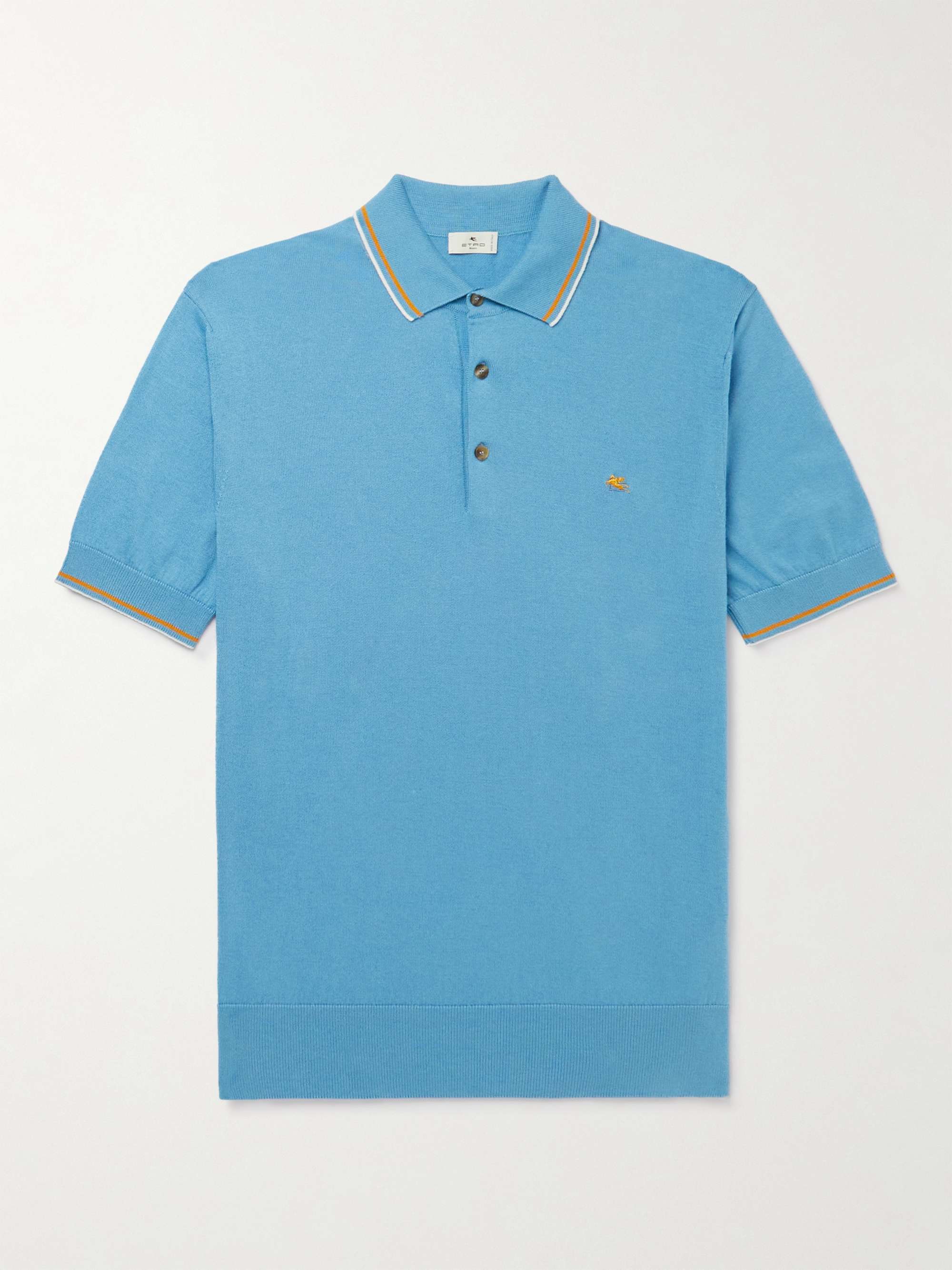 ETRO Slim-Fit Logo-Embroidered Cotton and Cashmere-Blend Polo Shirt