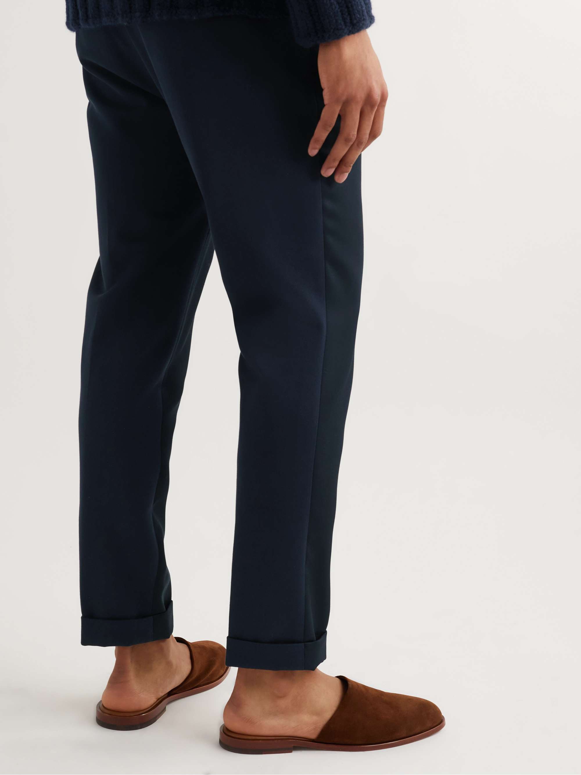 ETRO Slim-Fit Two-Tone Cotton-Twill and Wool-Twill Trousers