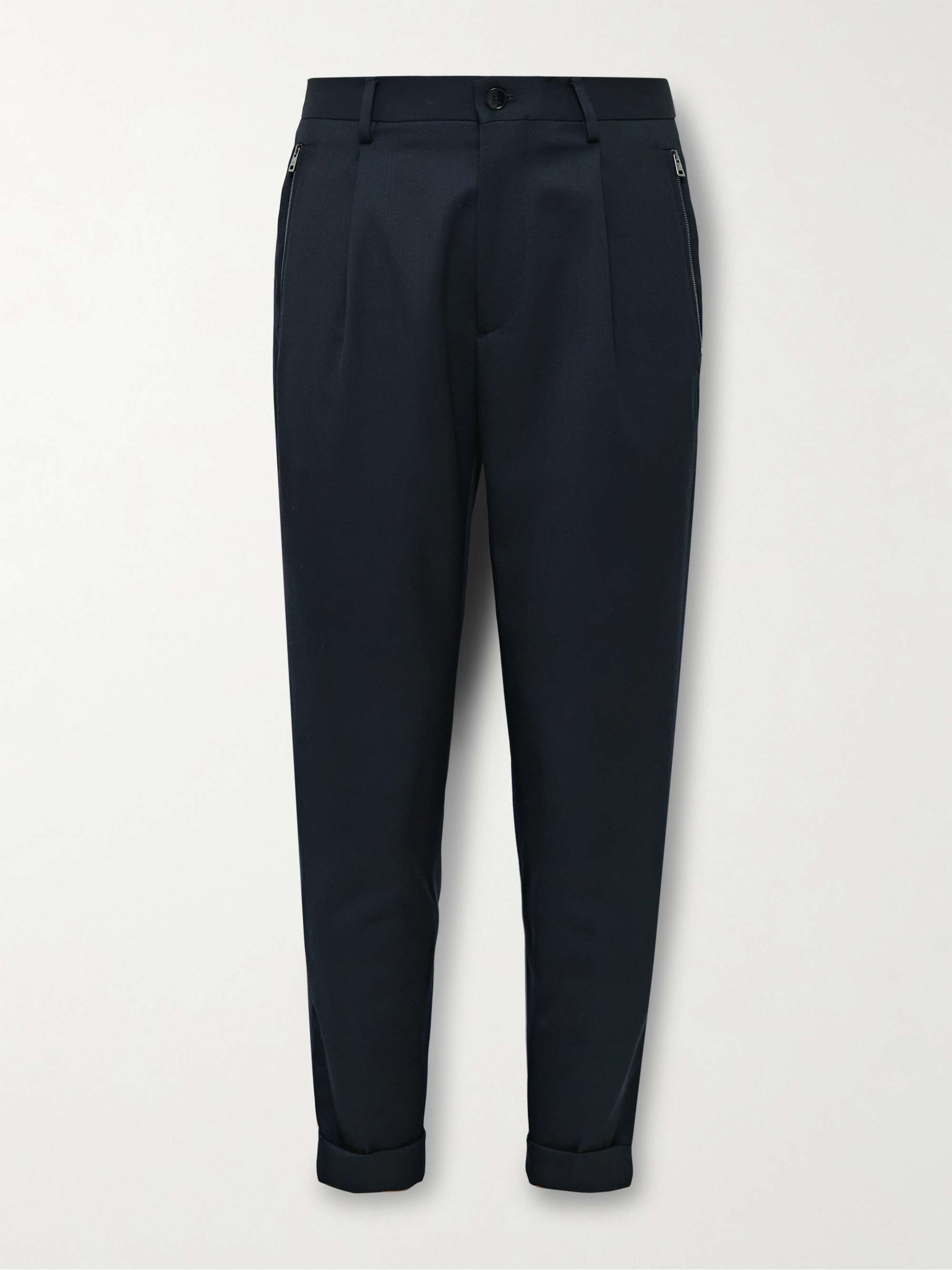ETRO Slim-Fit Two-Tone Cotton-Twill and Wool-Twill Trousers