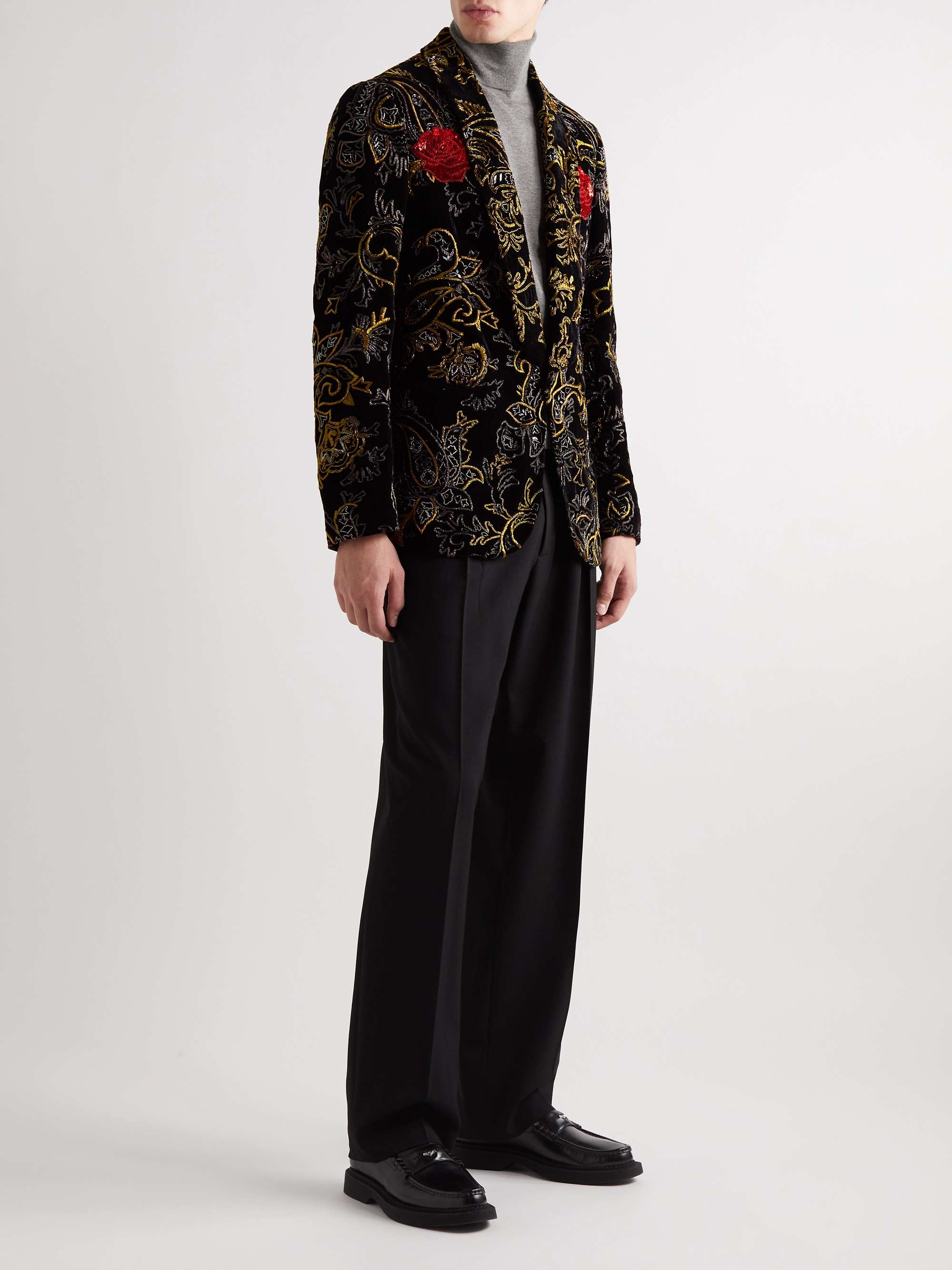 ETRO Metallic Embroidered Velvet Tuxedo Jacket