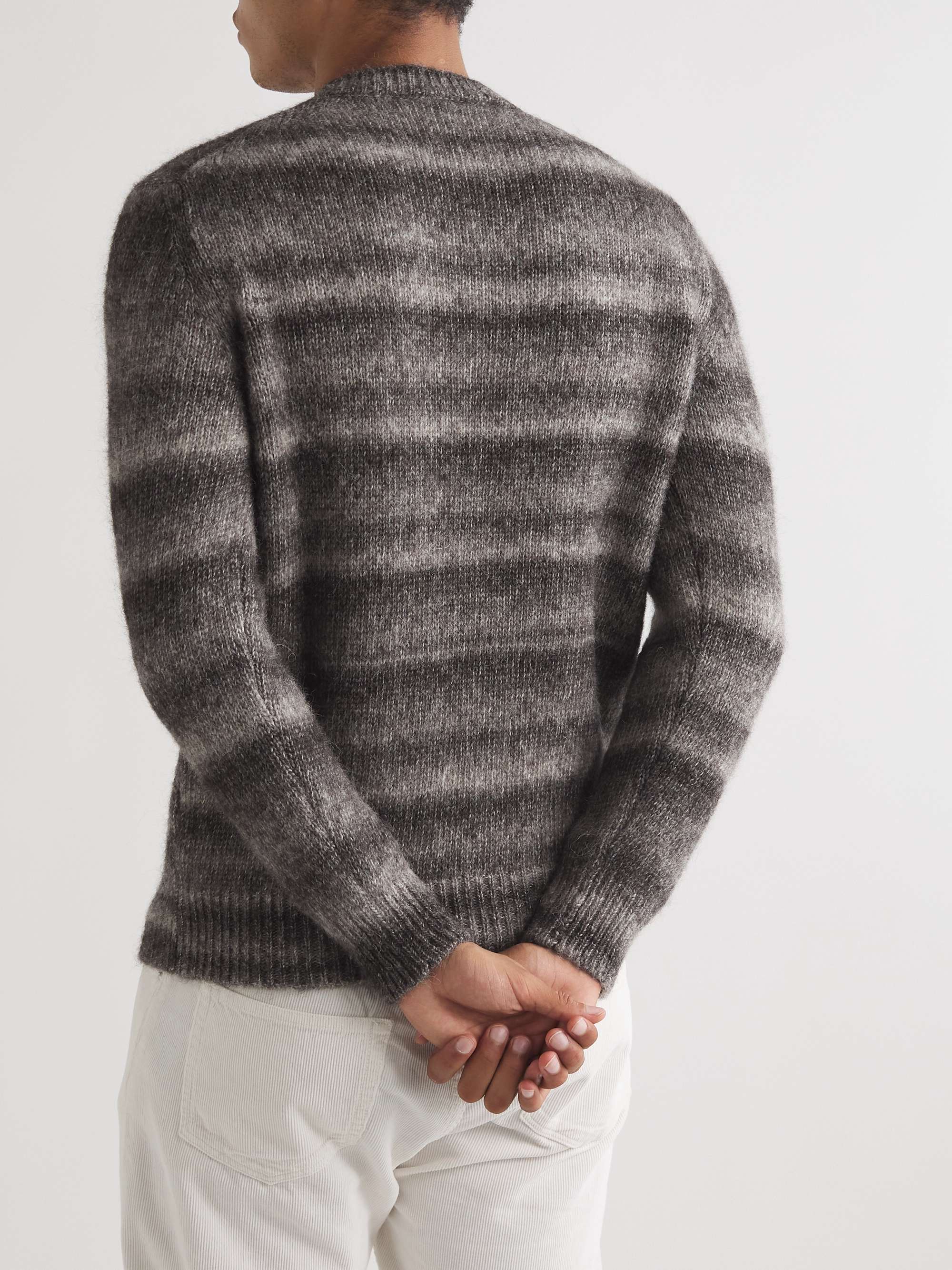 ALTEA Striped Alpaca and Cotton-Blend Sweater