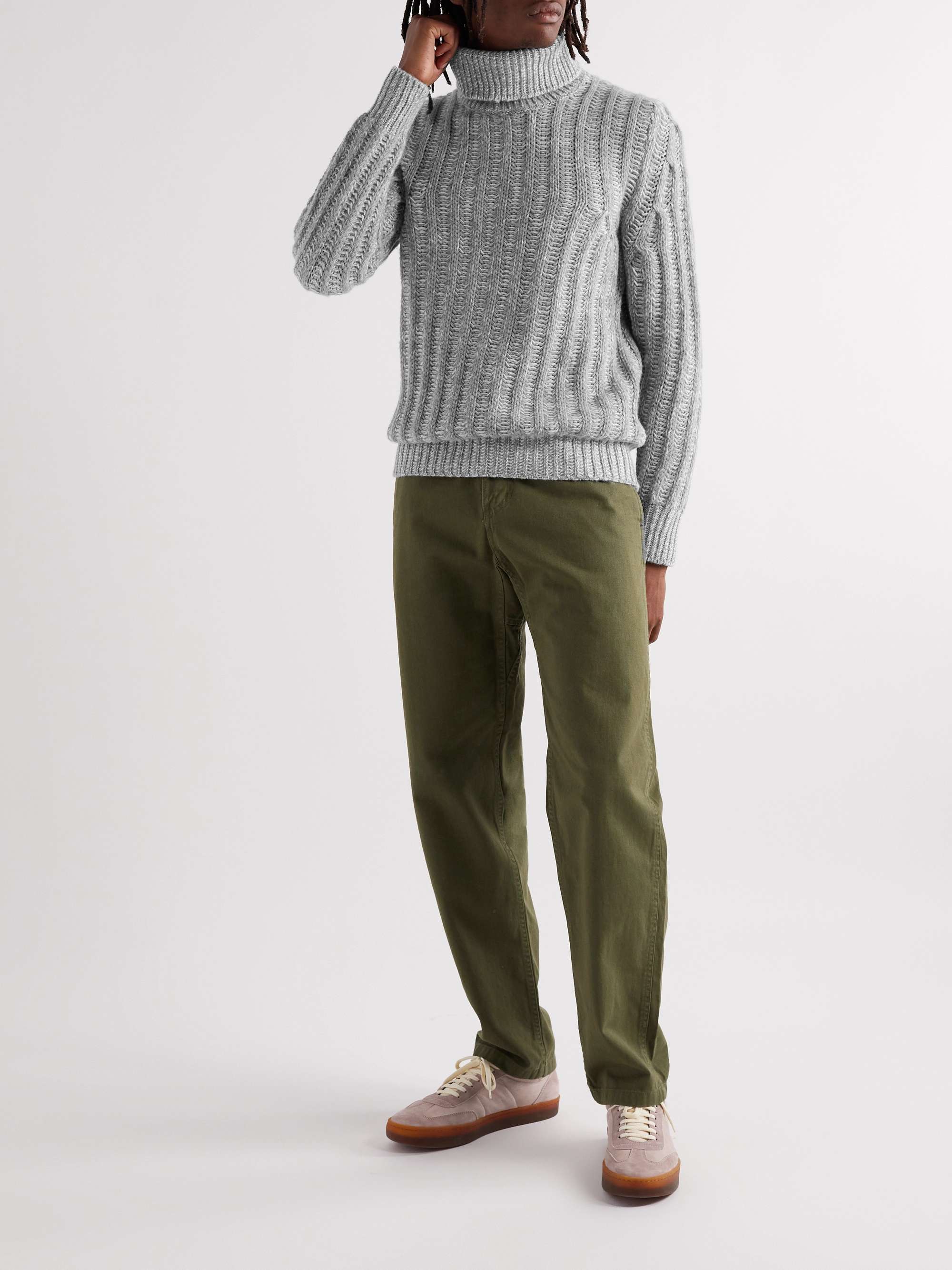 ALTEA Ribbed Virgin Wool and Cashmere-Blend Rollneck Sweater