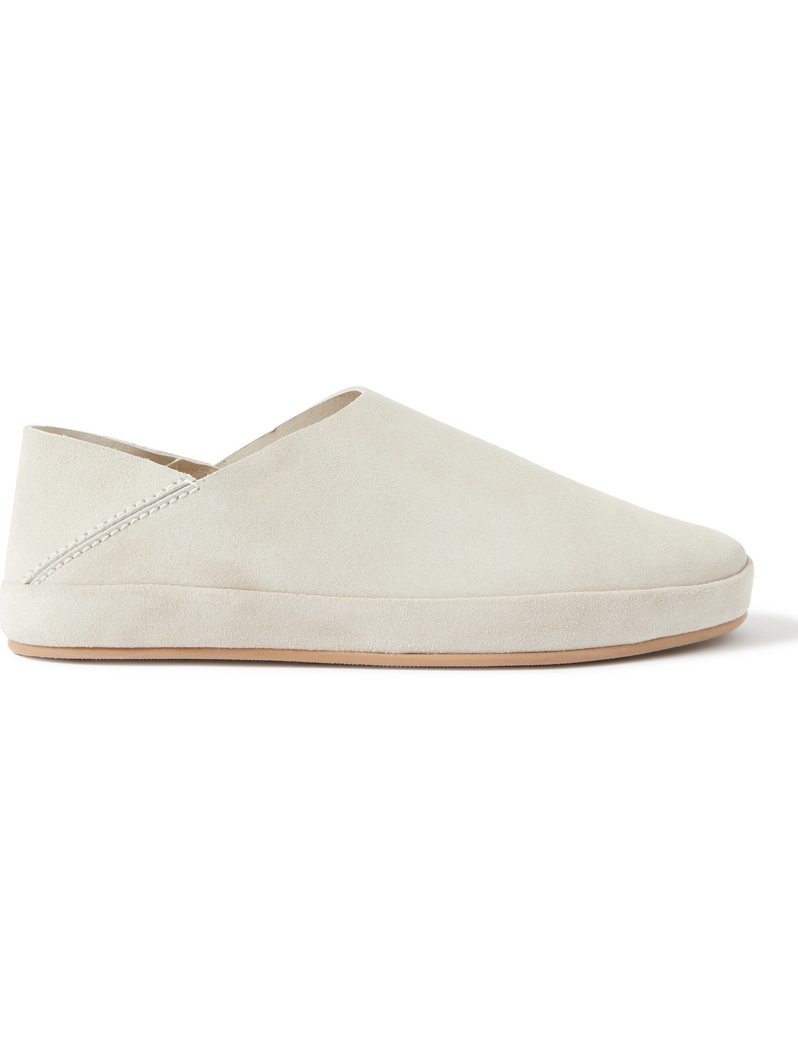 Mulo Collapsible-heel Suede Loafers In Neutrals