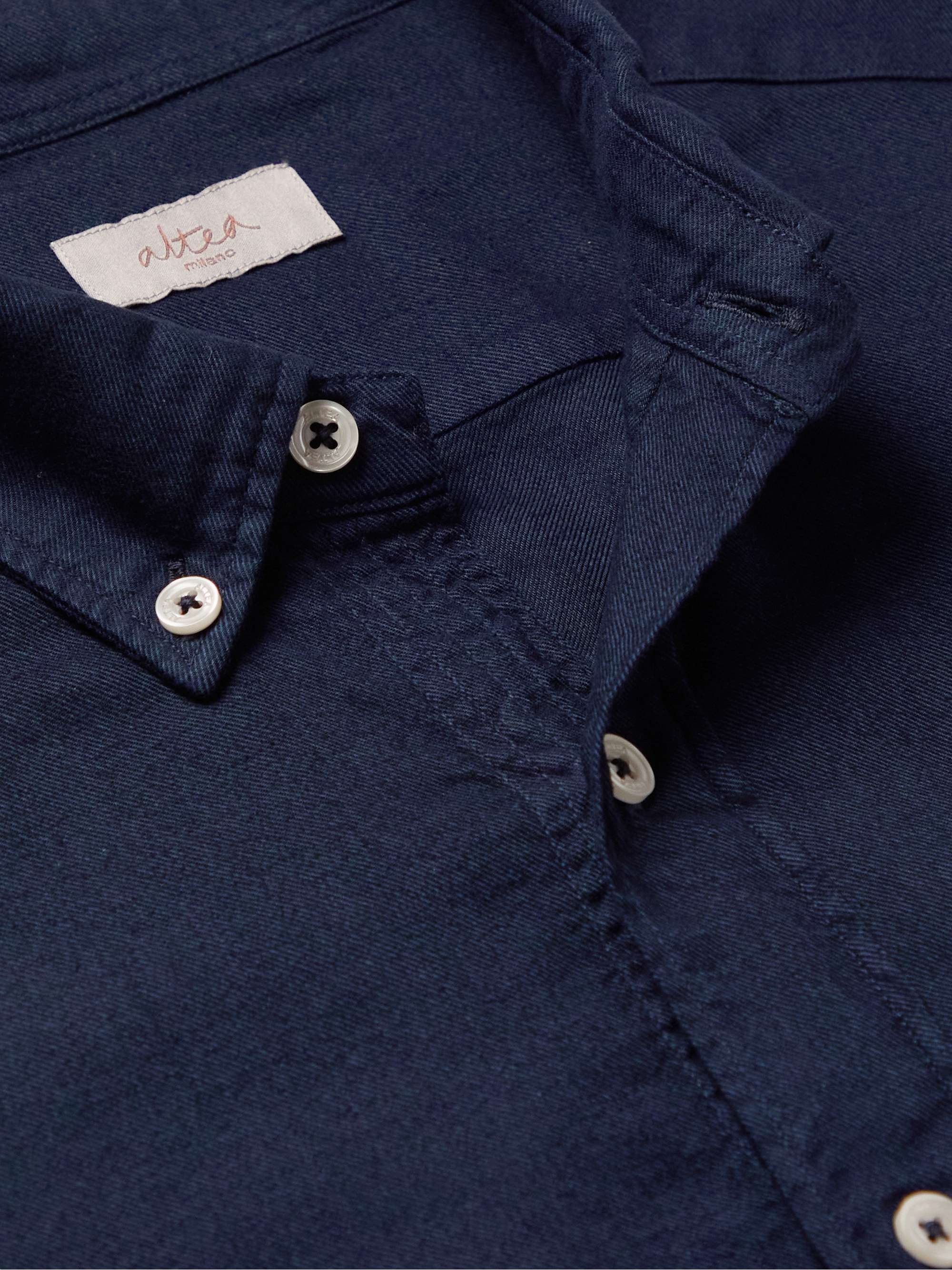 ALTEA Button-Down Collar Cotton and Modal-Blend Flannel Shirt