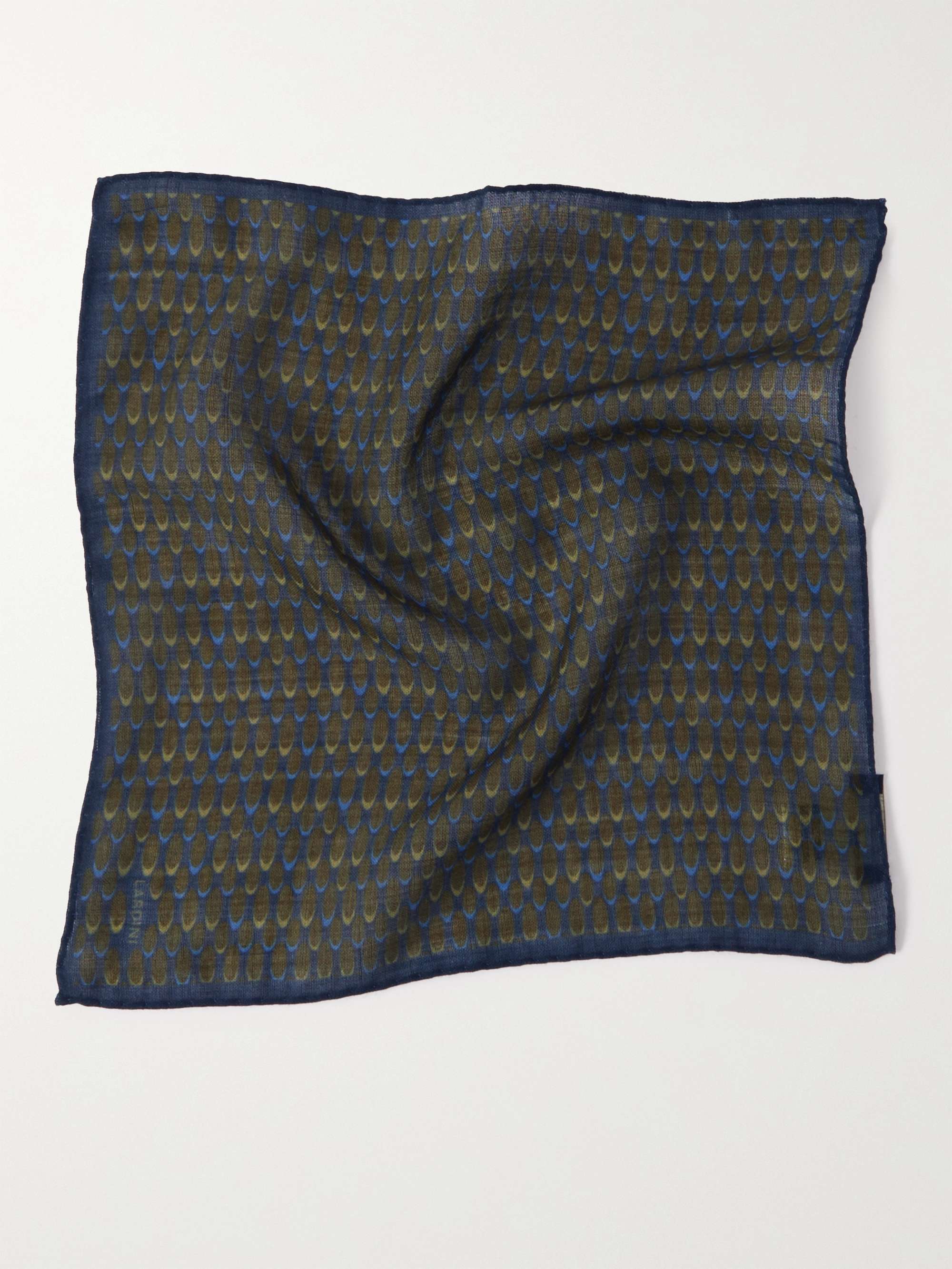 LARDINI Printed Wool Pocket Square