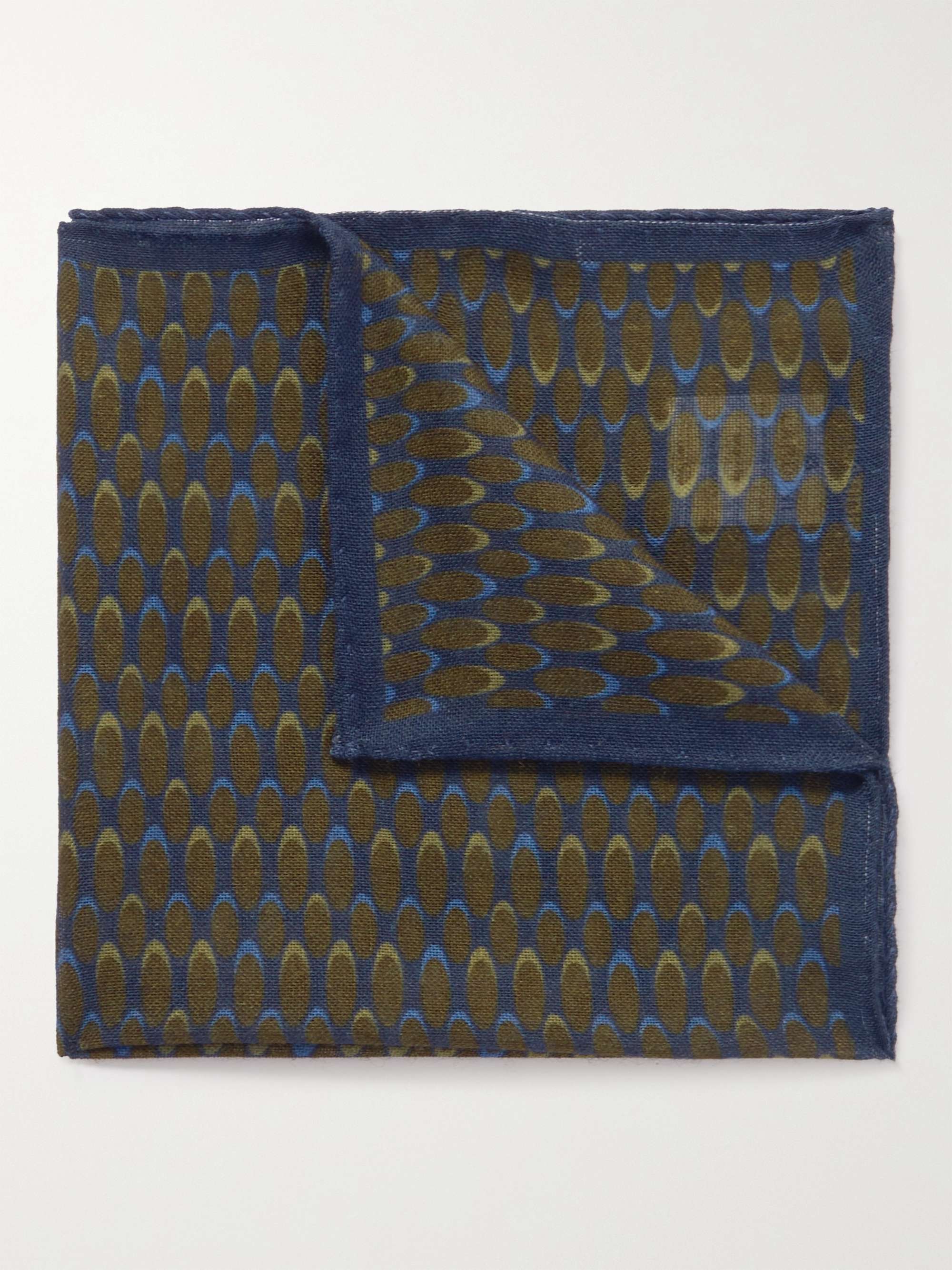 LARDINI Printed Wool Pocket Square