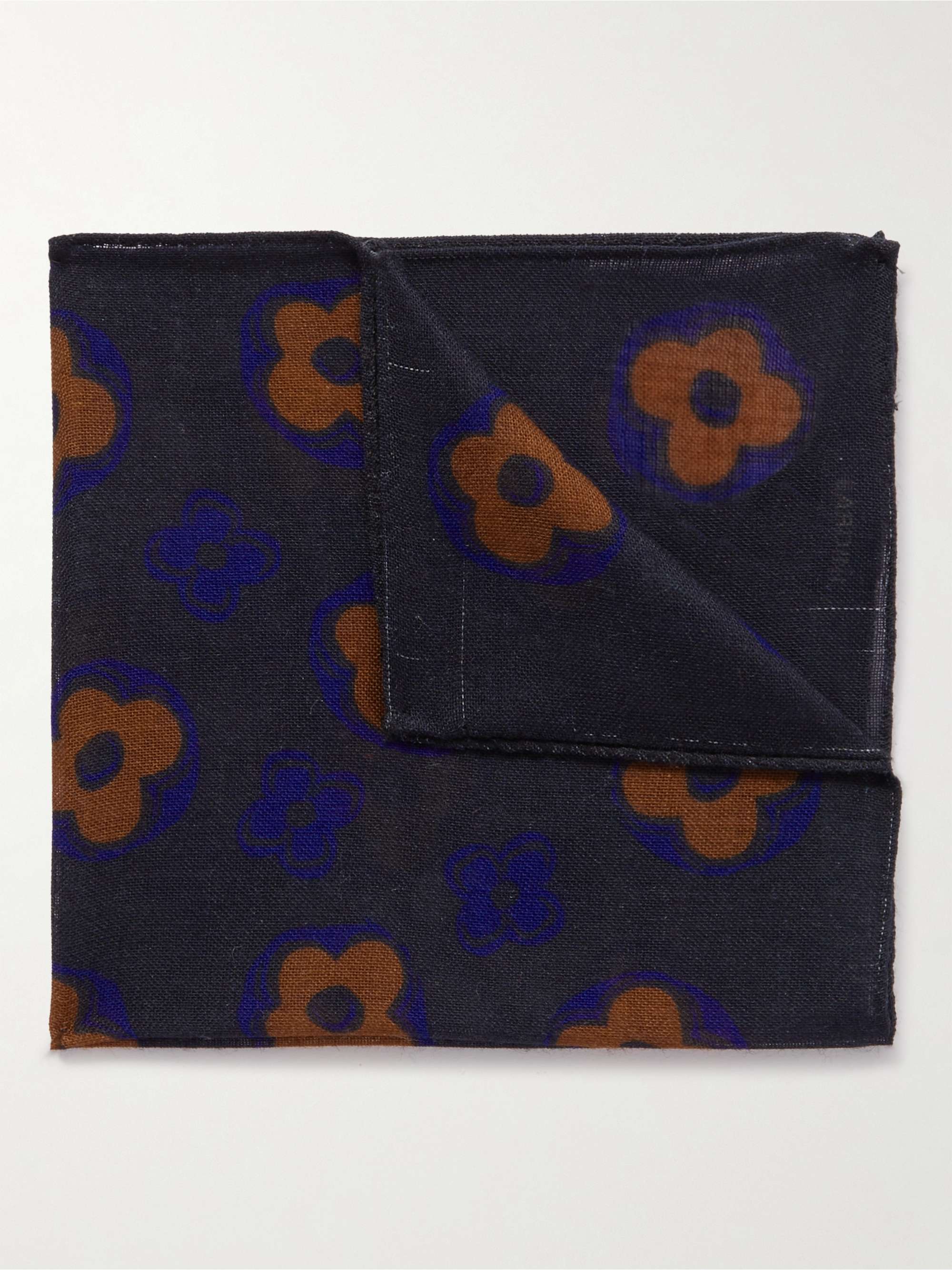 LARDINI Floral-Print Wool Pocket Square