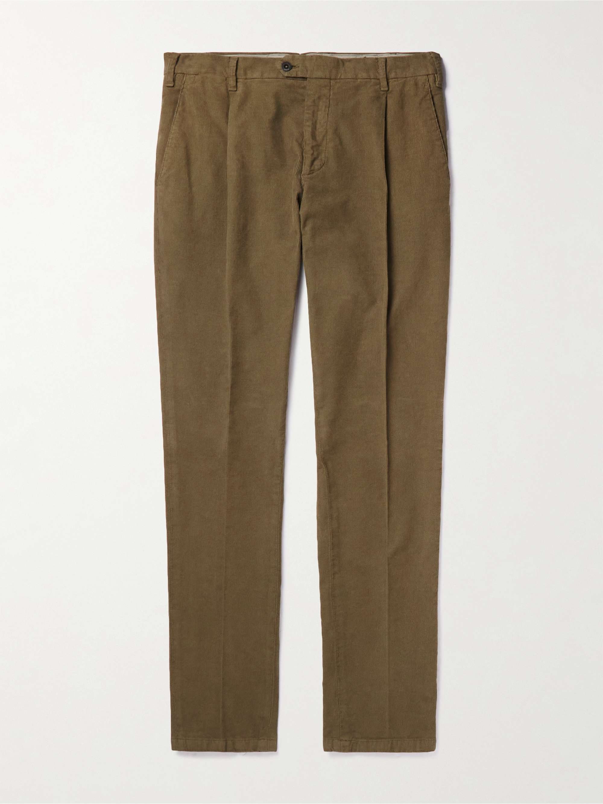 LARDINI Pleated Cotton-Blend Corduroy Trousers
