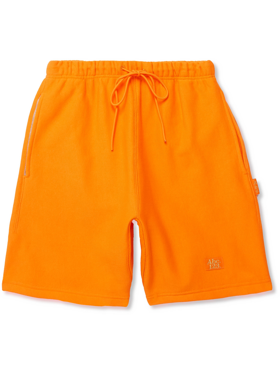 Abc. 123. Wide-leg Logo-detailed Cotton-blend Jersey Drawstring Shorts In Orange