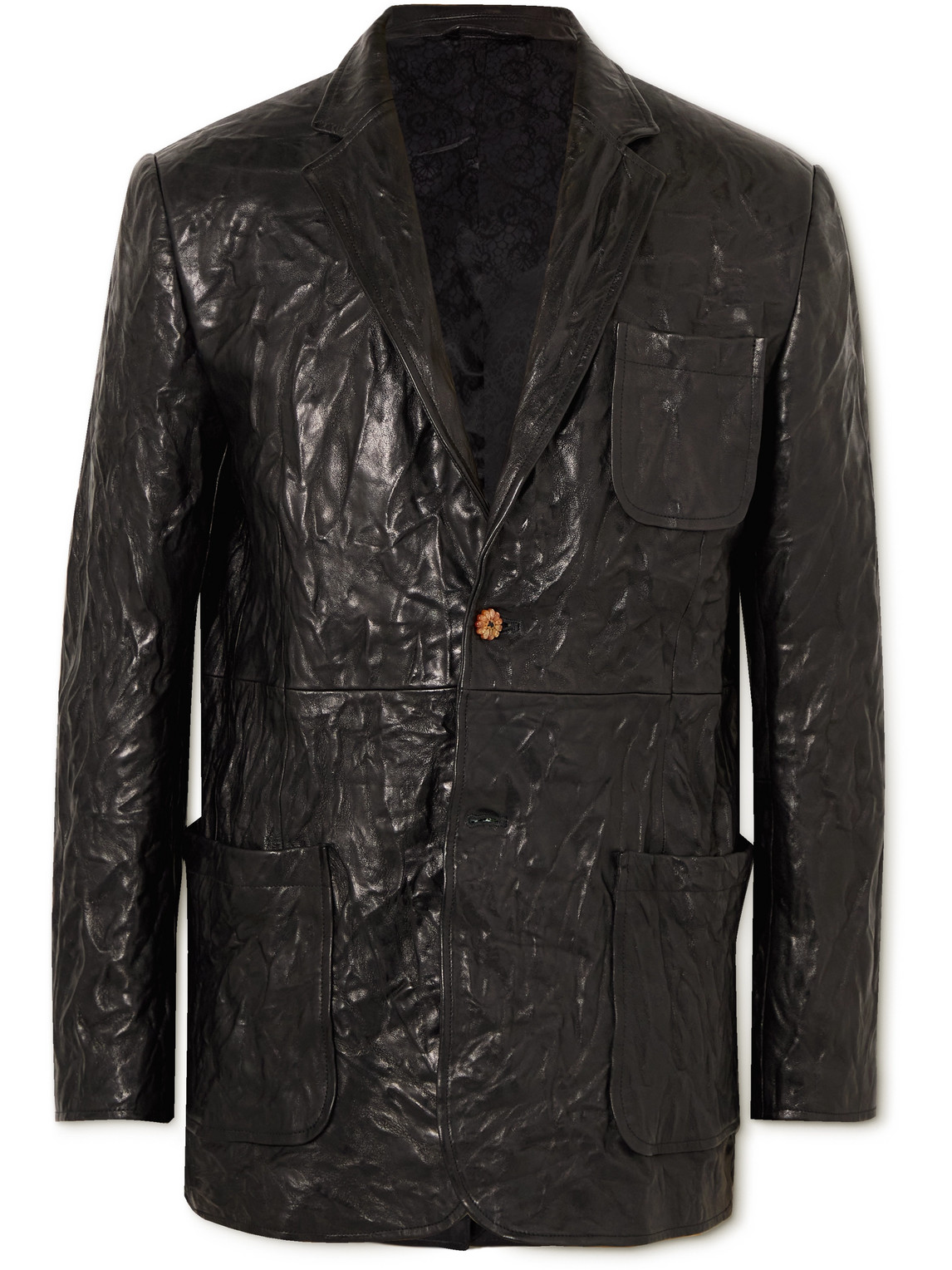 Acne Studios Crinkled-Leather Blazer