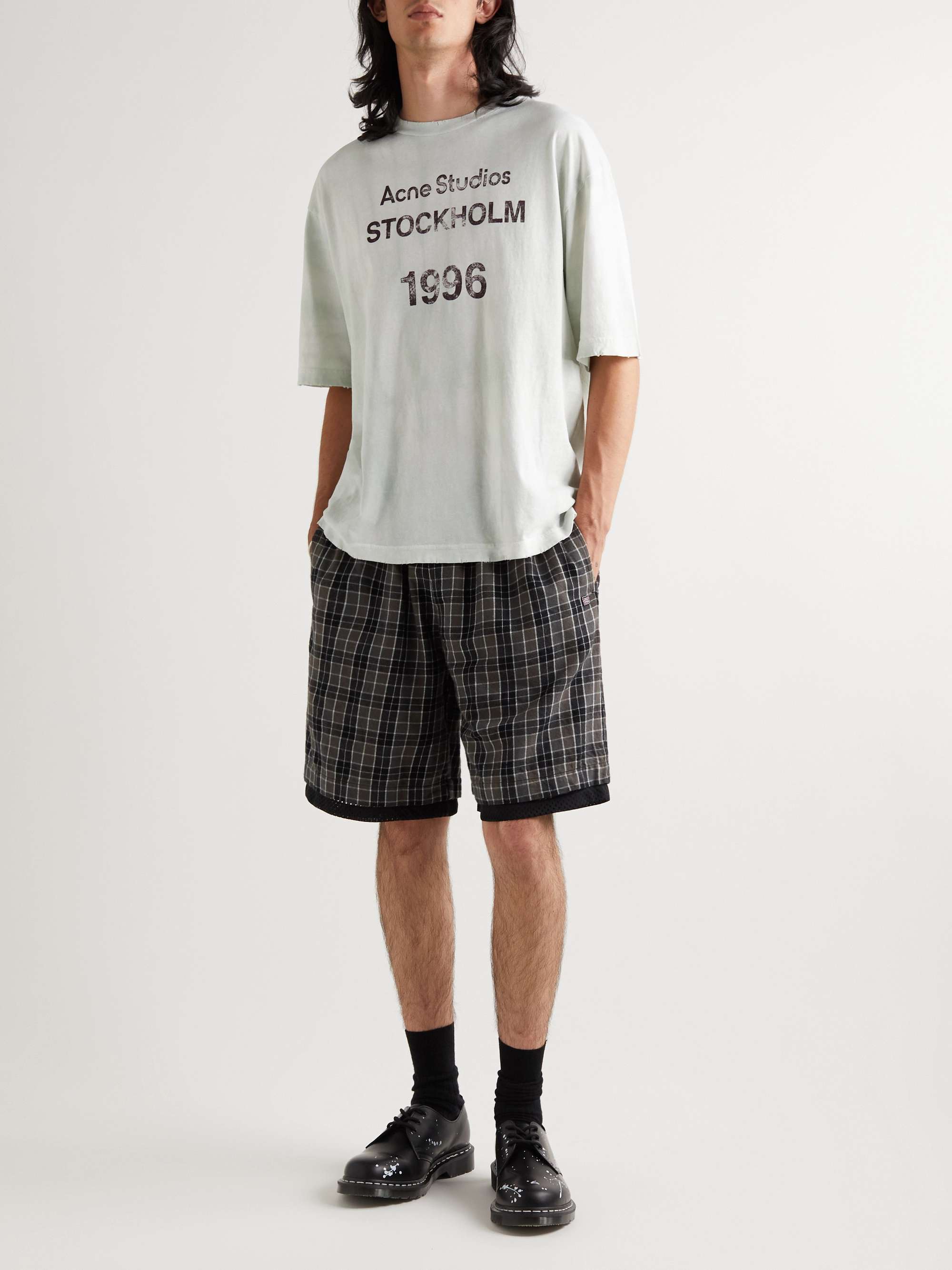 ACNE STUDIOS Extorr Tie-Dyed Logo-Print Distressed Cotton-Jersey T-Shirt