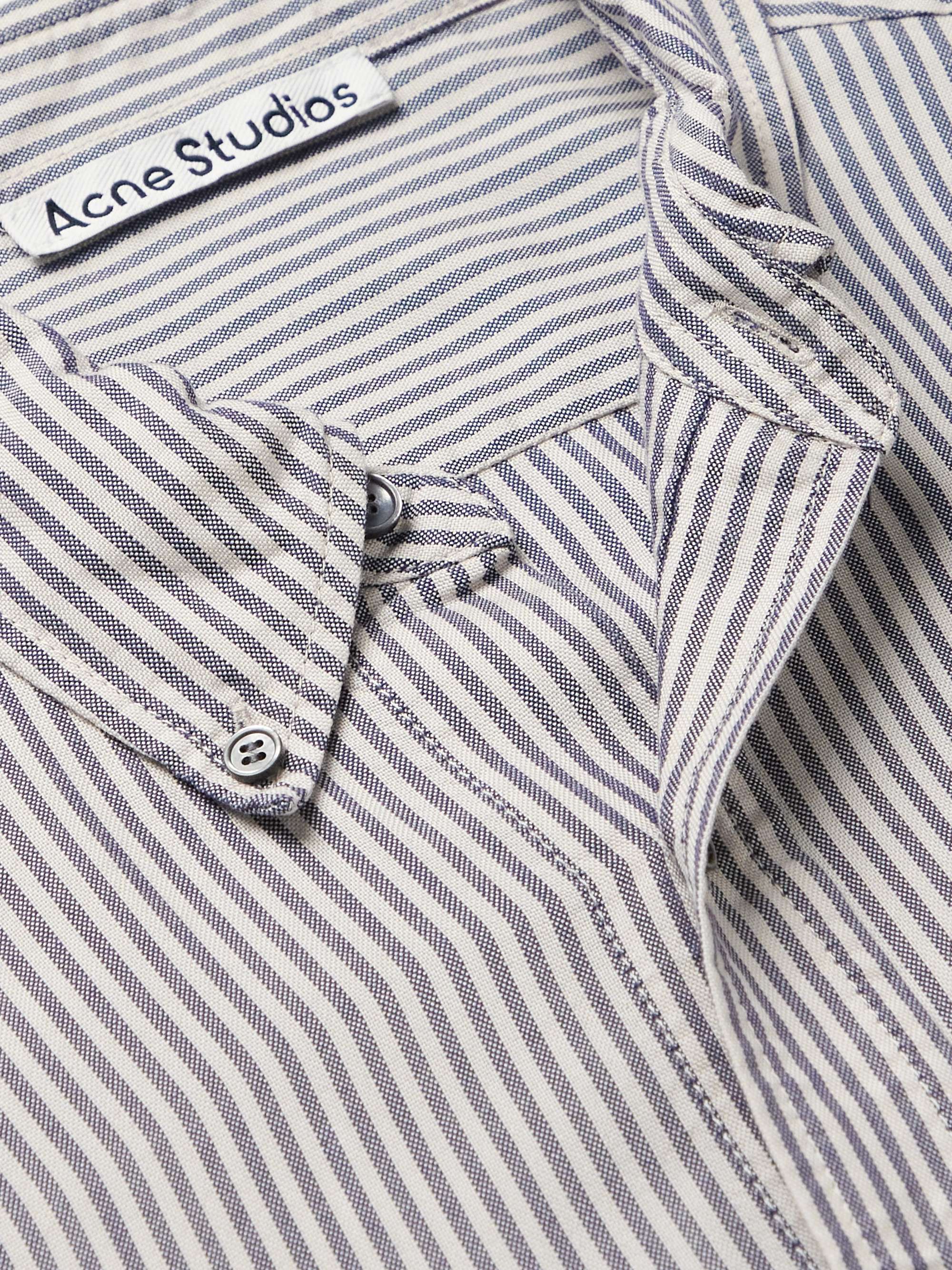 ACNE STUDIOS Oversized Logo-Embroidered Striped Lyocell Shirt
