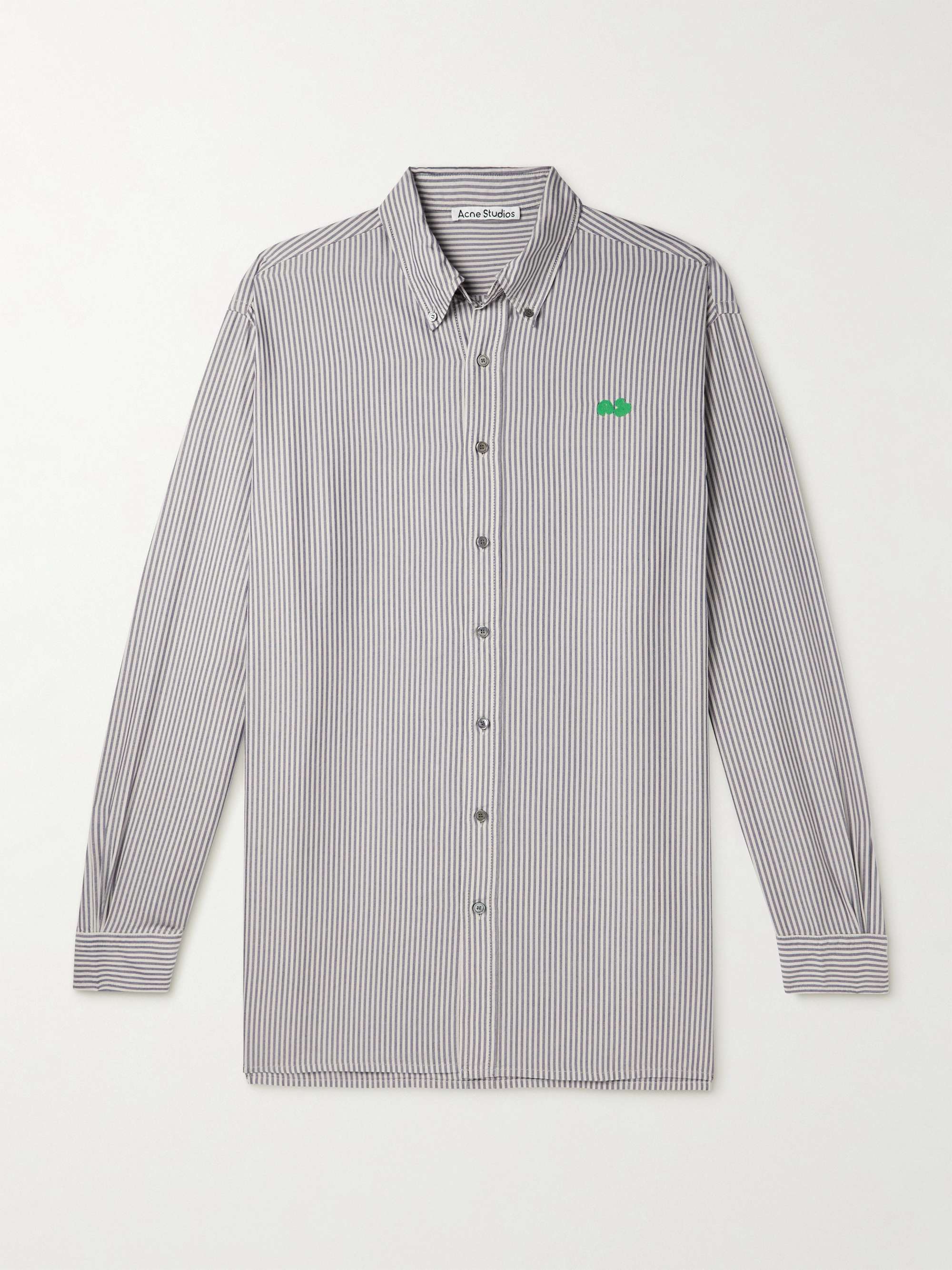 ACNE STUDIOS Oversized Logo-Embroidered Striped Lyocell Shirt