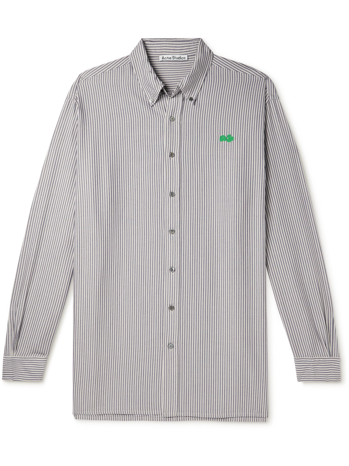 ACNE STUDIOS OVERSIZED LOGO-EMBROIDERED STRIPED LYOCELL SHIRT