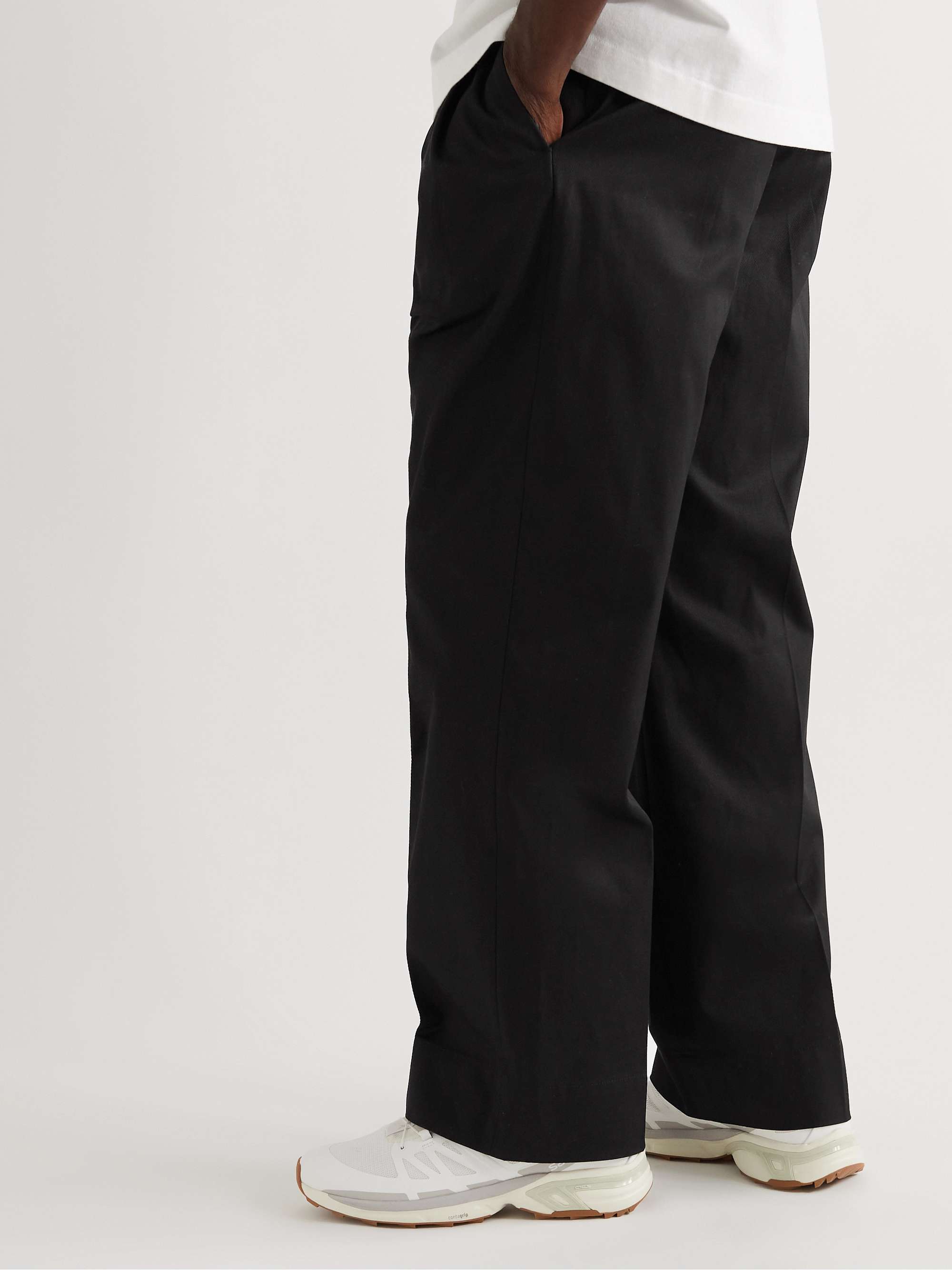 ACNE STUDIOS Straight-Leg Pleated Organic Cotton-Twill Trousers