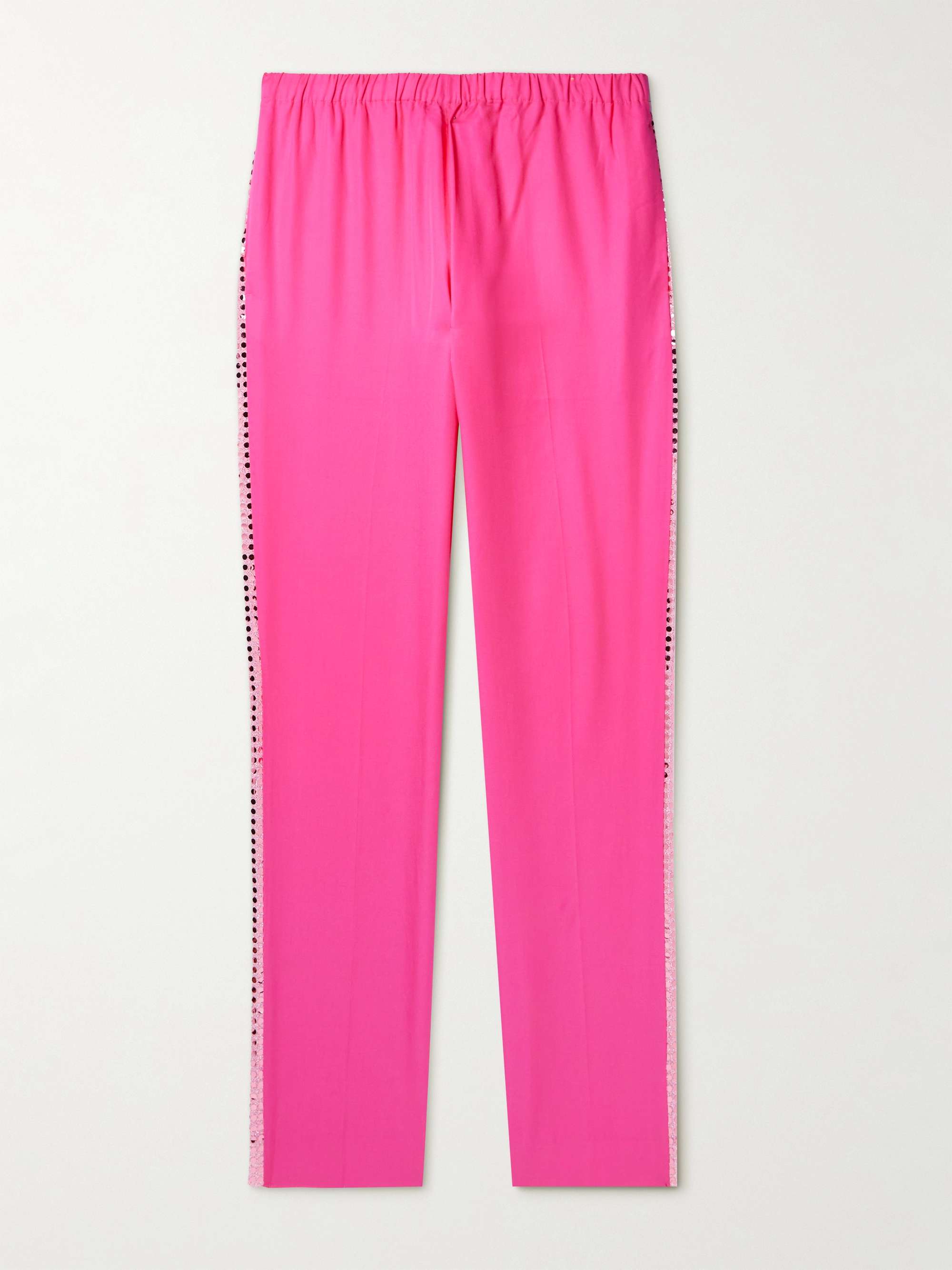 ACNE STUDIOS Tapered Sequinned Lamé-Trimmed Lyocell Trousers