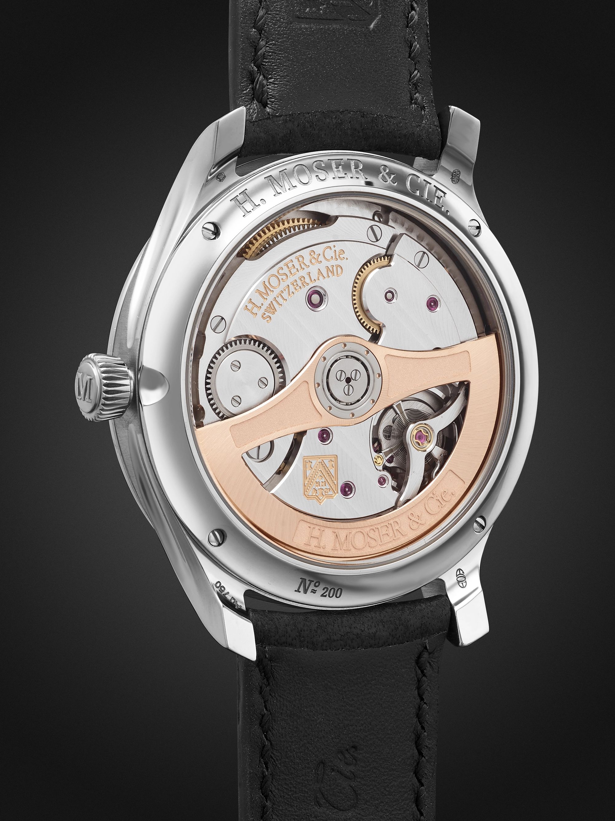 H. MOSER & CIE. Endeavour Central Seconds Automatic 40mm 18-Karat White Gold and Leather Watch, Ref. No. 1200-0201