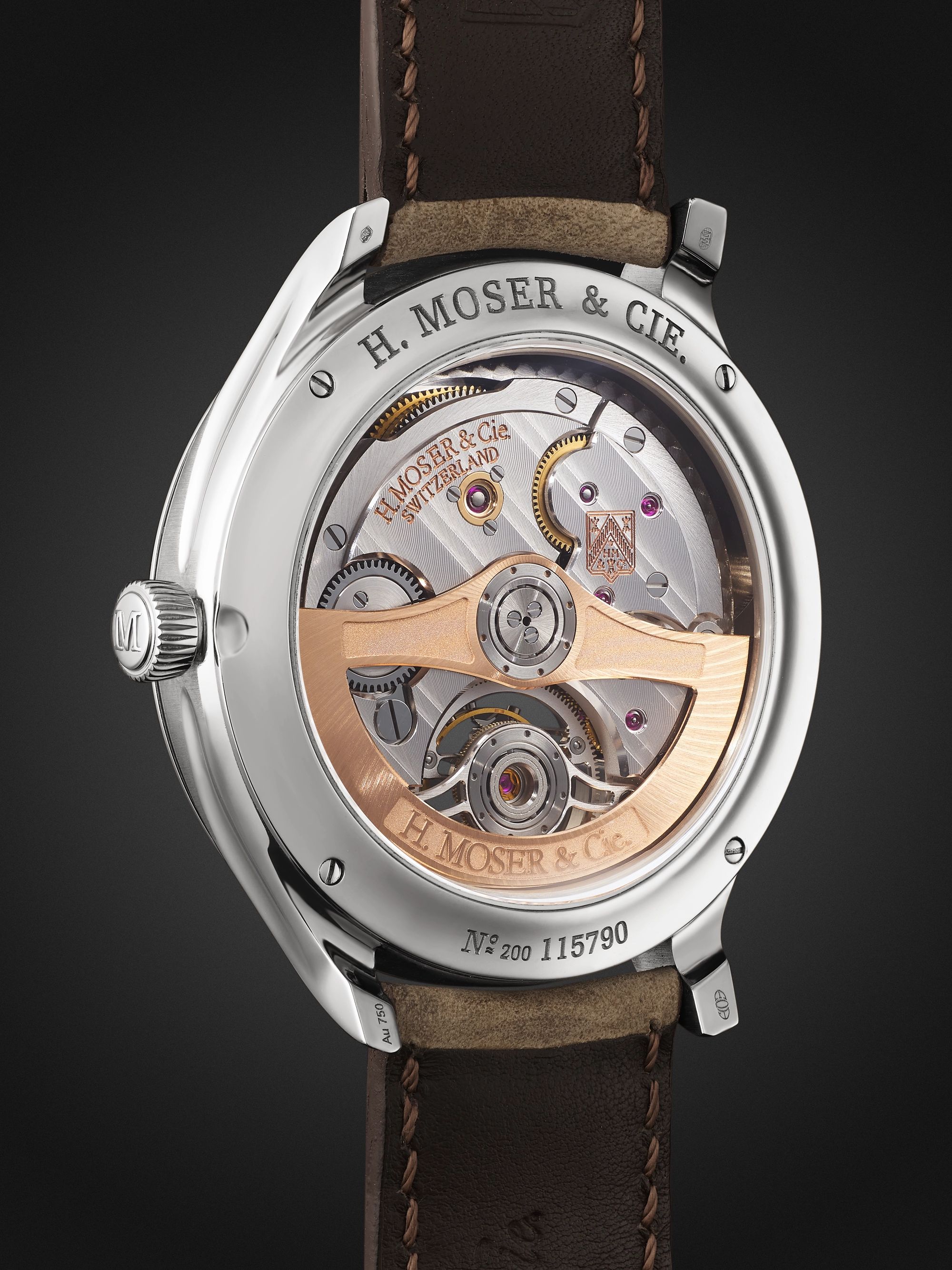 H. MOSER & CIE. Endeavour Automatic Tourbillon 42mm 18-Karat White Gold and Leather Watch, Ref. No. 1804-0201