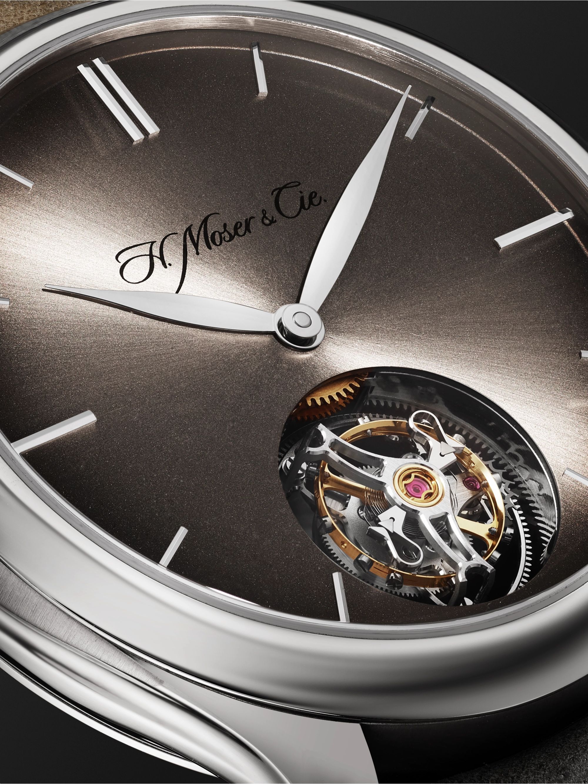 H. MOSER & CIE. Endeavour Automatic Tourbillon 42mm 18-Karat White Gold and Leather Watch, Ref. No. 1804-0201