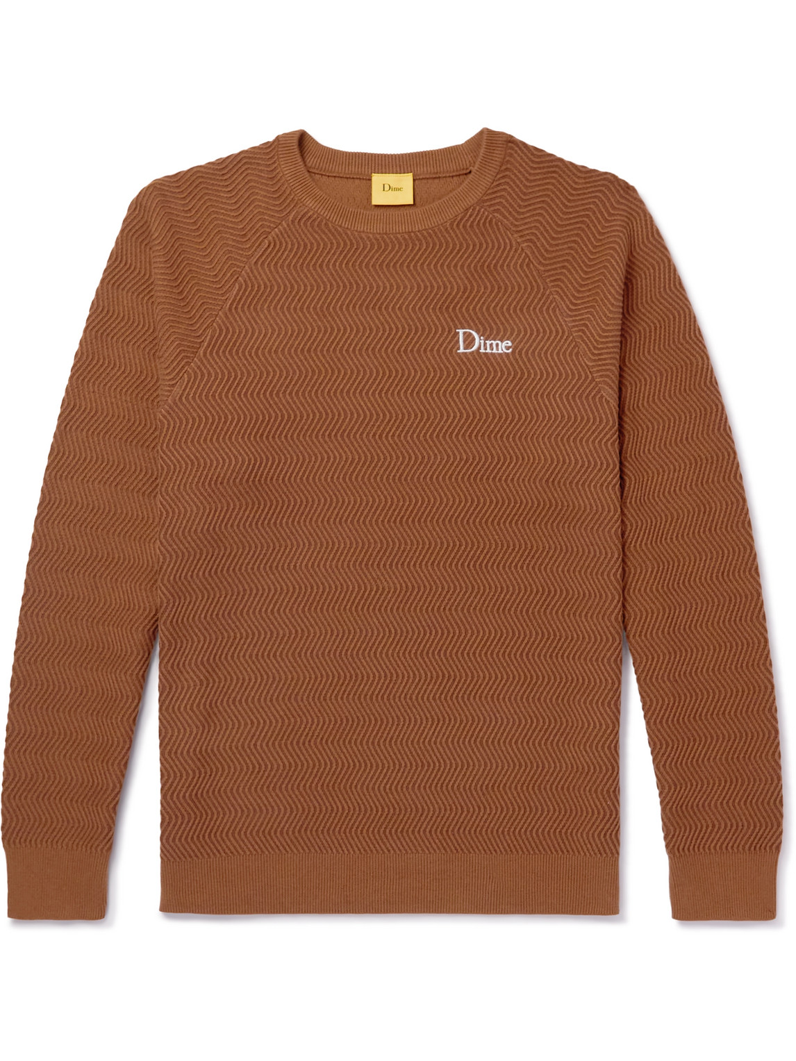 DIME Logo-Embroidered Cable-Knit Cotton Sweater